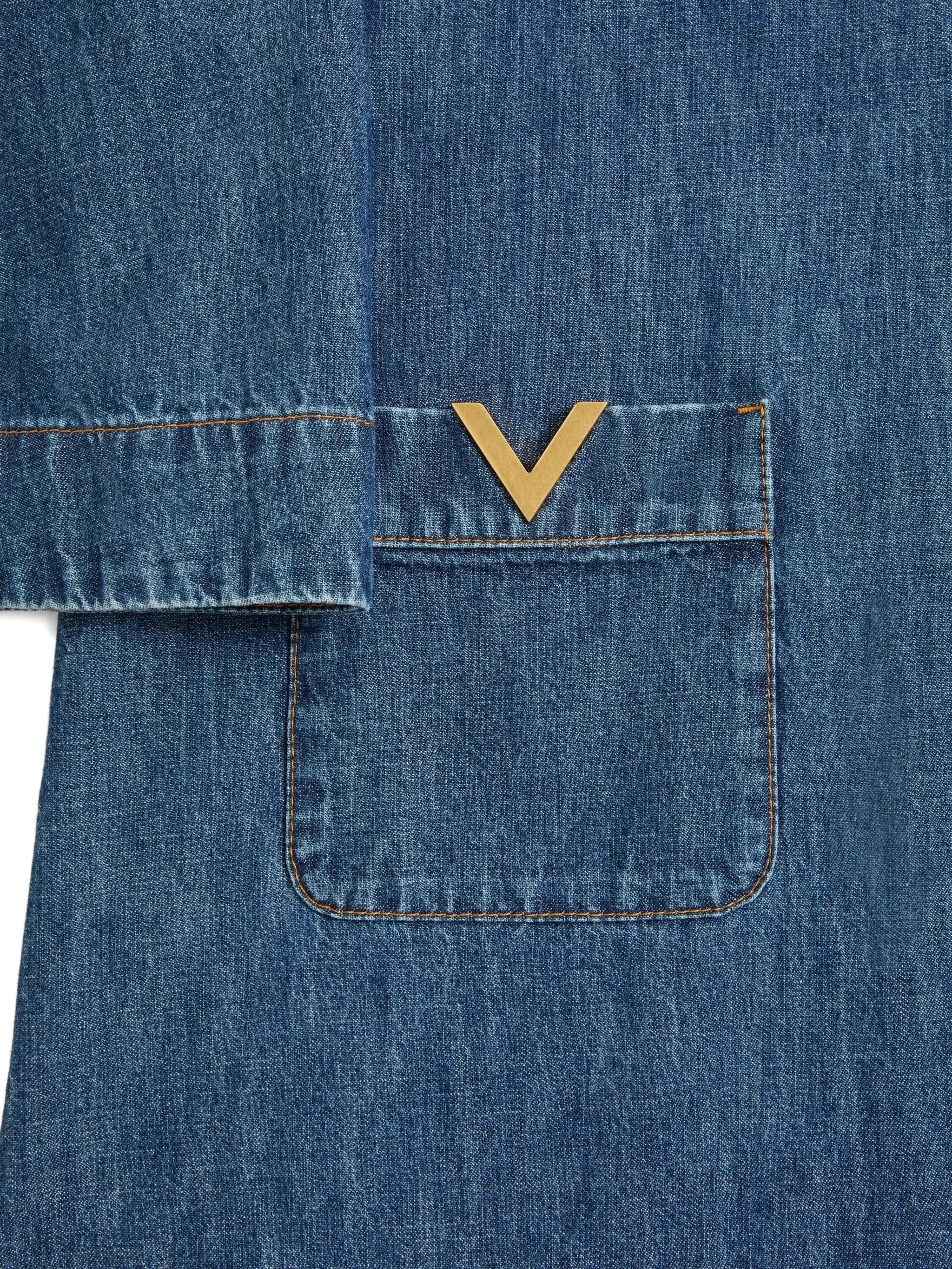 Valentino VLogo Embellished Denim Mini Dress