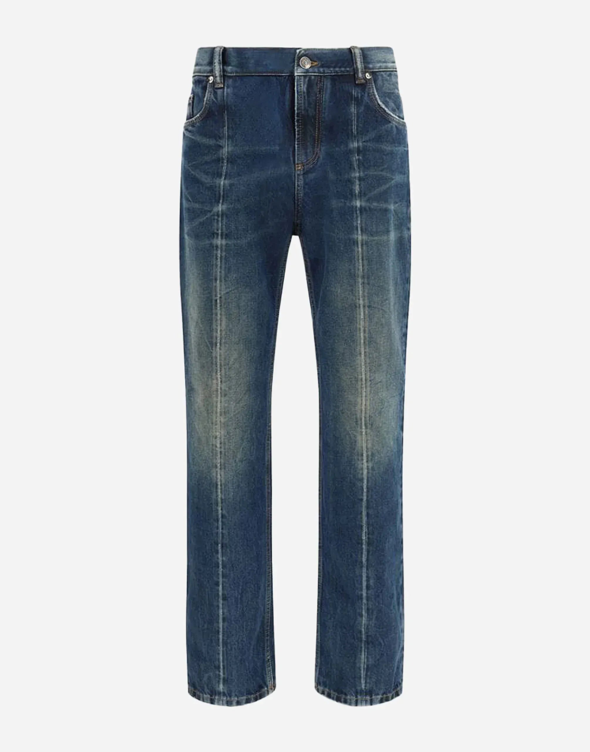 Versace 3D Medusa Distressed Straight-Leg Jeans
