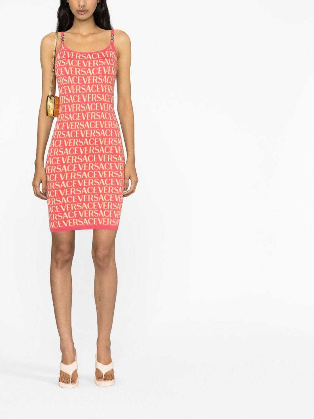 Versace Allover Logo-Print Knitted Dress