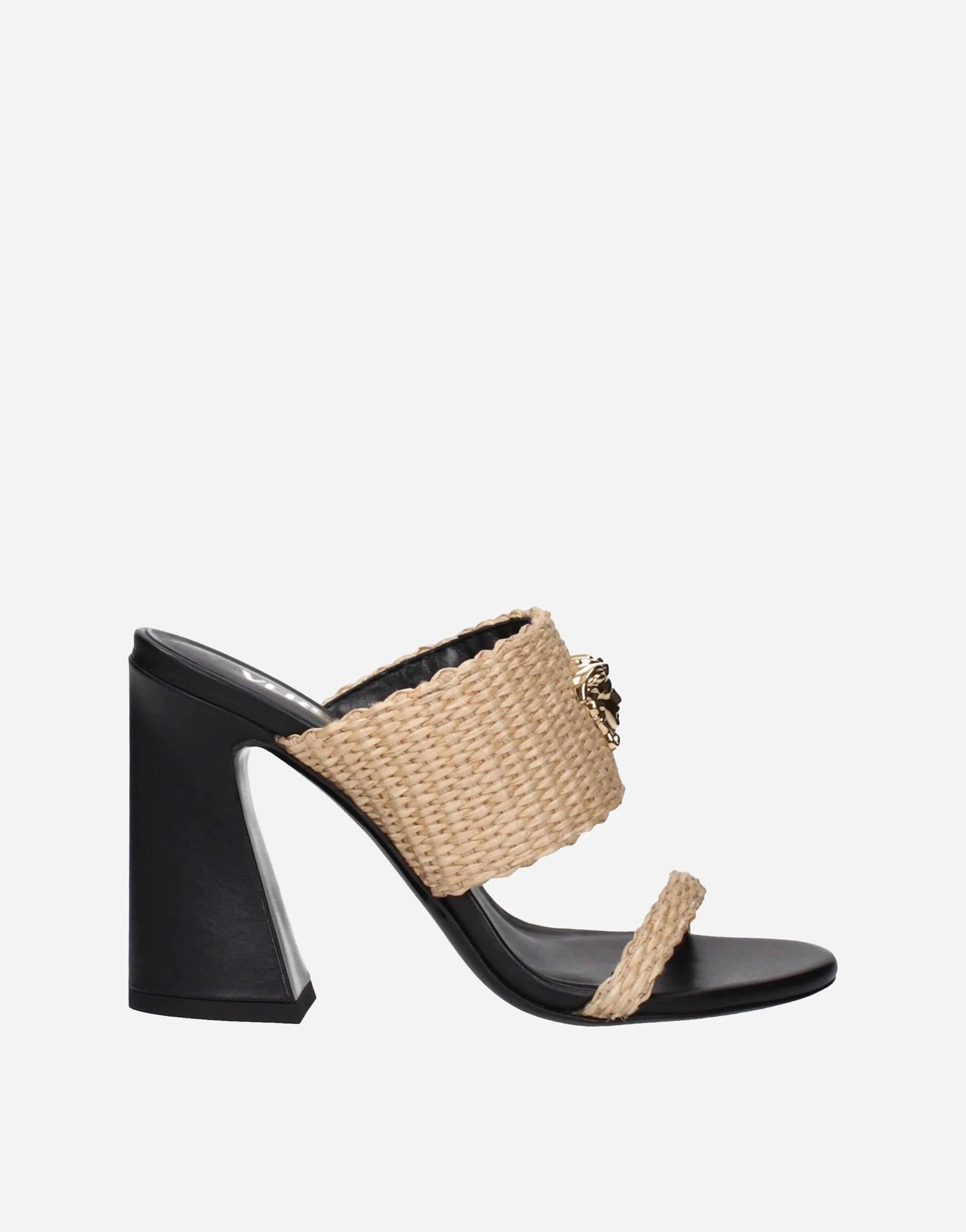 Versace Beige Raffia Platforms