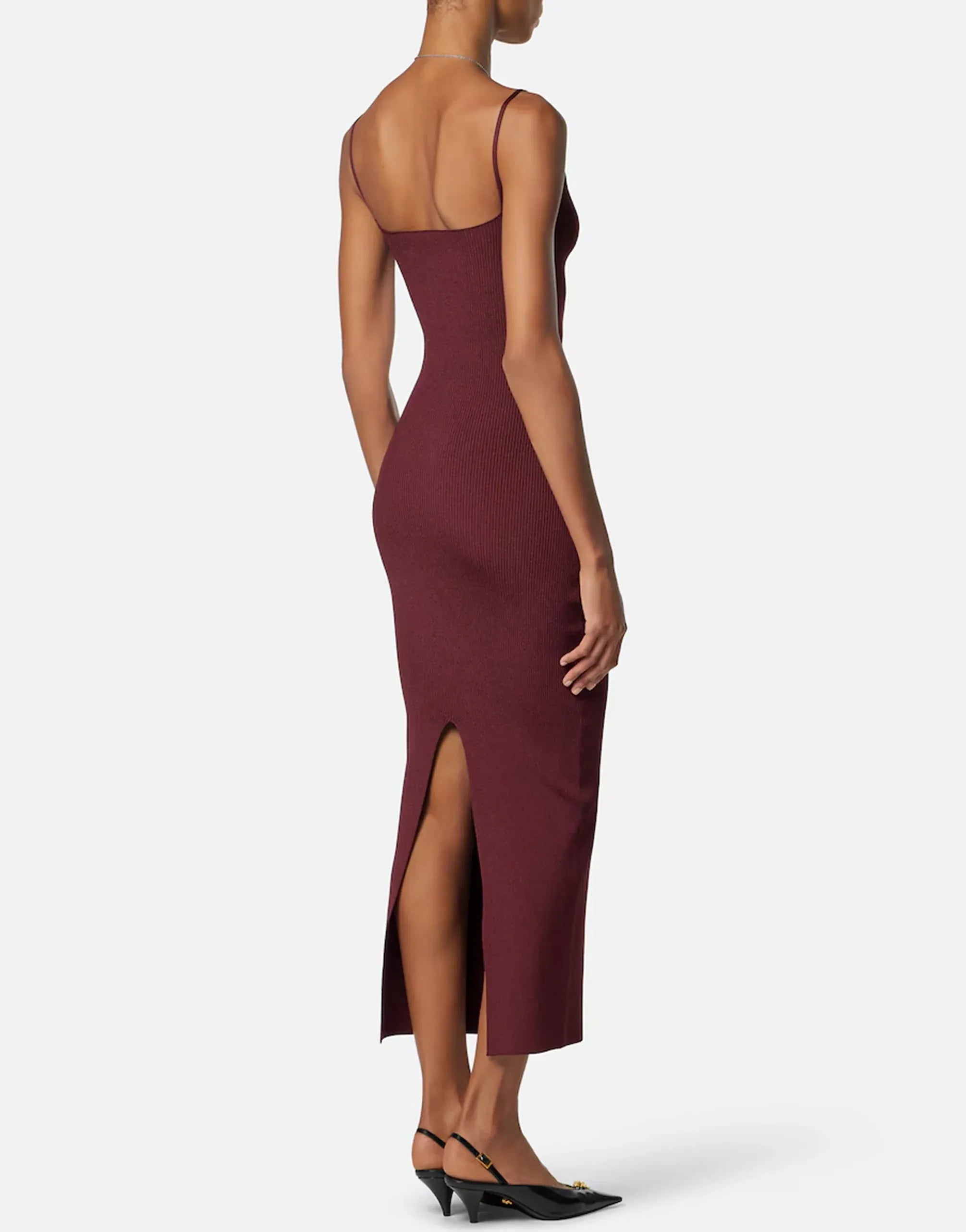 Versace Bordeaux Viscose Knit Midi Dress