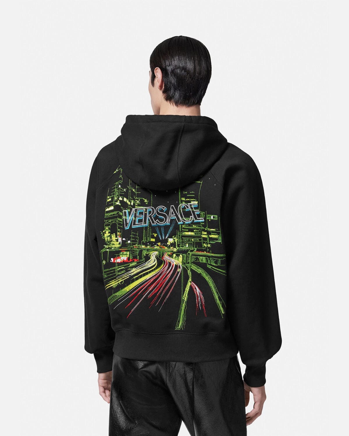 Versace Embroidered City Lights Zip Hoodie