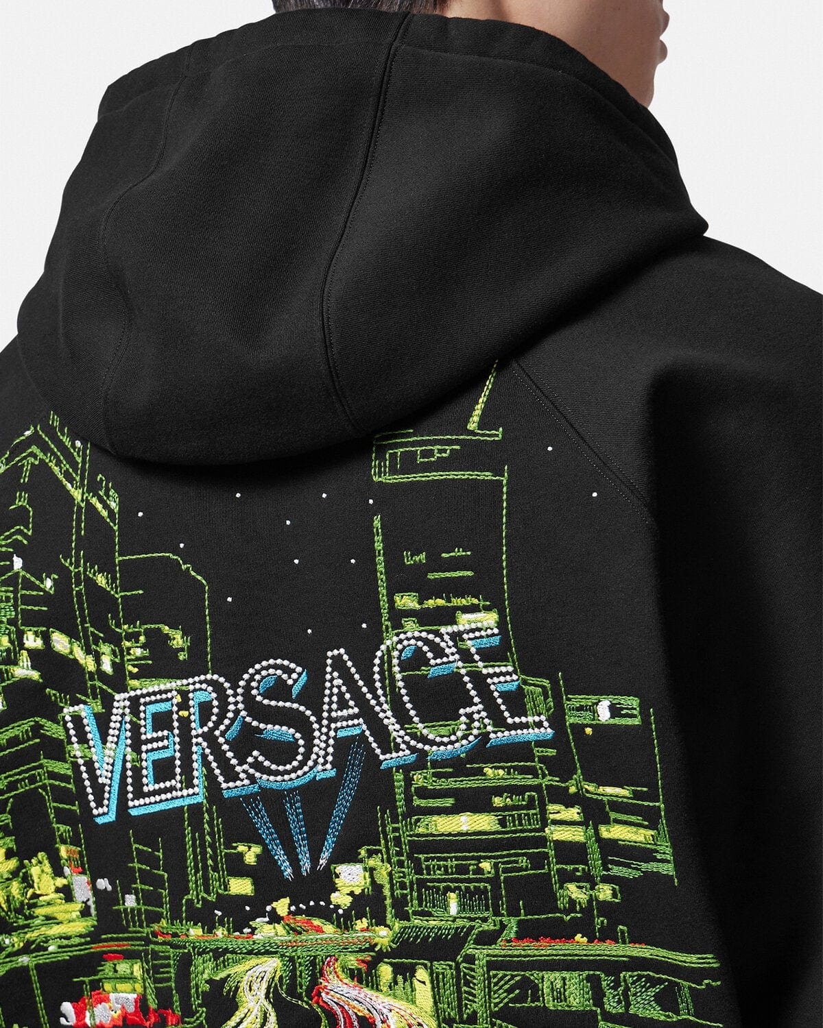 Versace Embroidered City Lights Zip Hoodie
