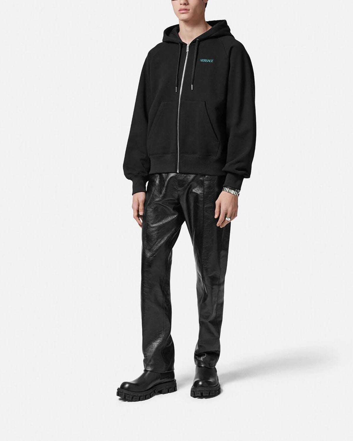 Versace Embroidered City Lights Zip Hoodie