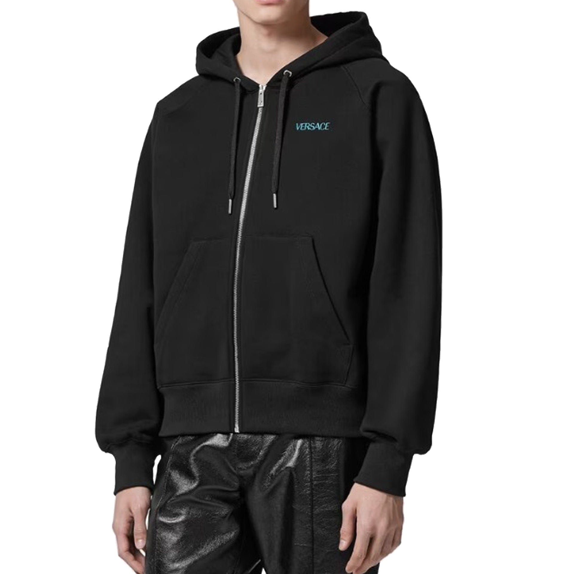 Versace Embroidered Front Zip Hoodie