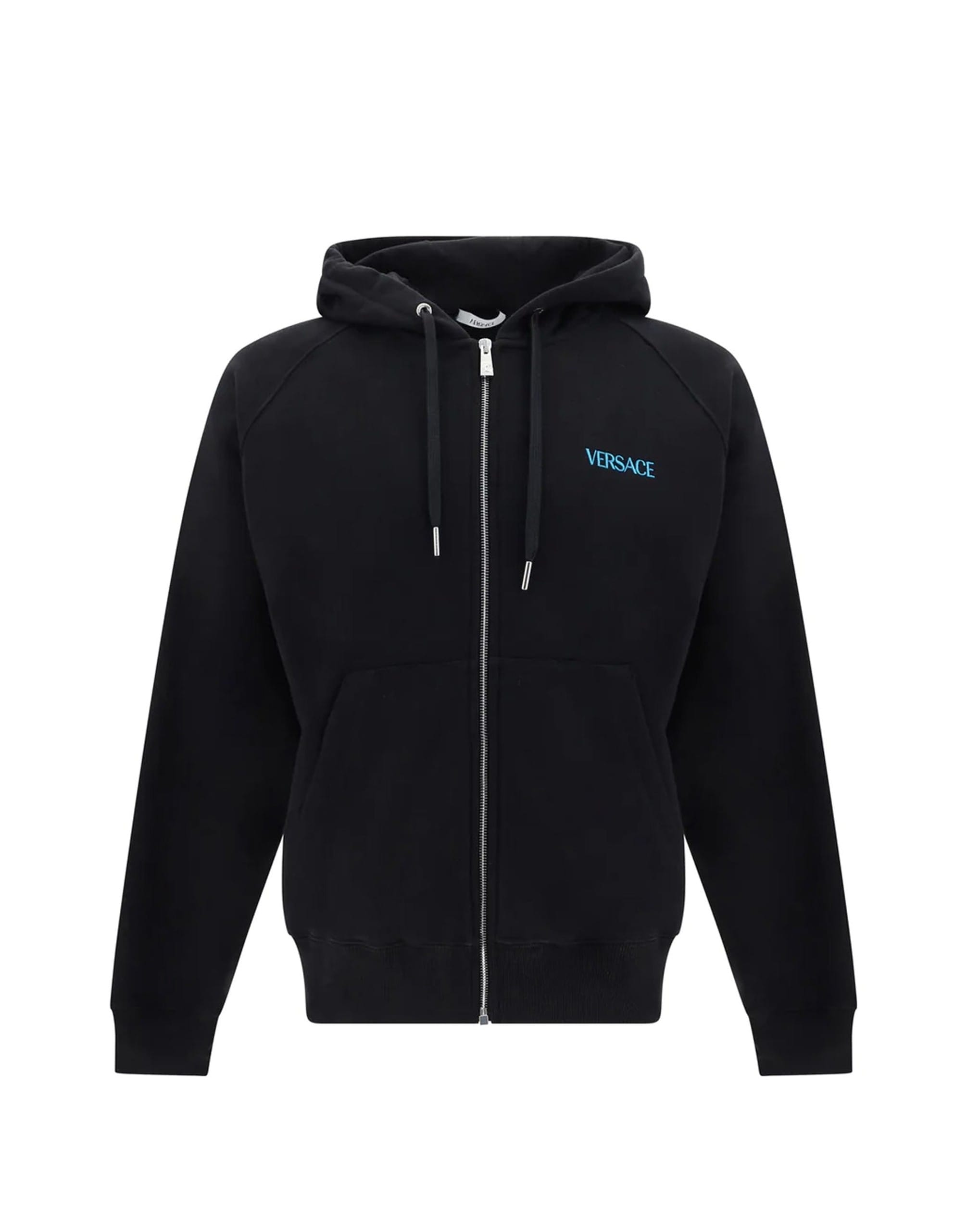 Versace Embroidered Front Zip Hoodie