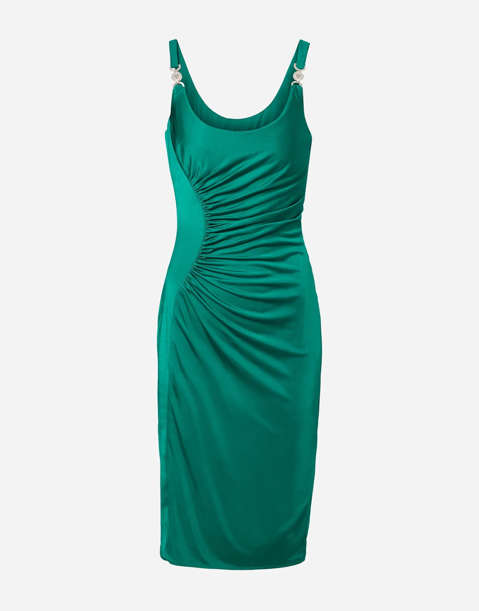 Versace Gathered Jersey Cocktail Midi Dress