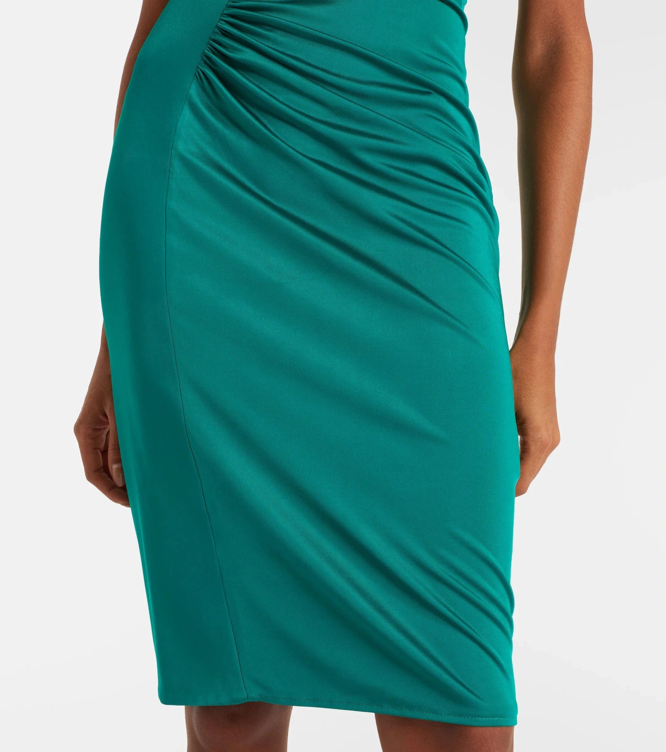 Versace Gathered Jersey Cocktail Midi Dress