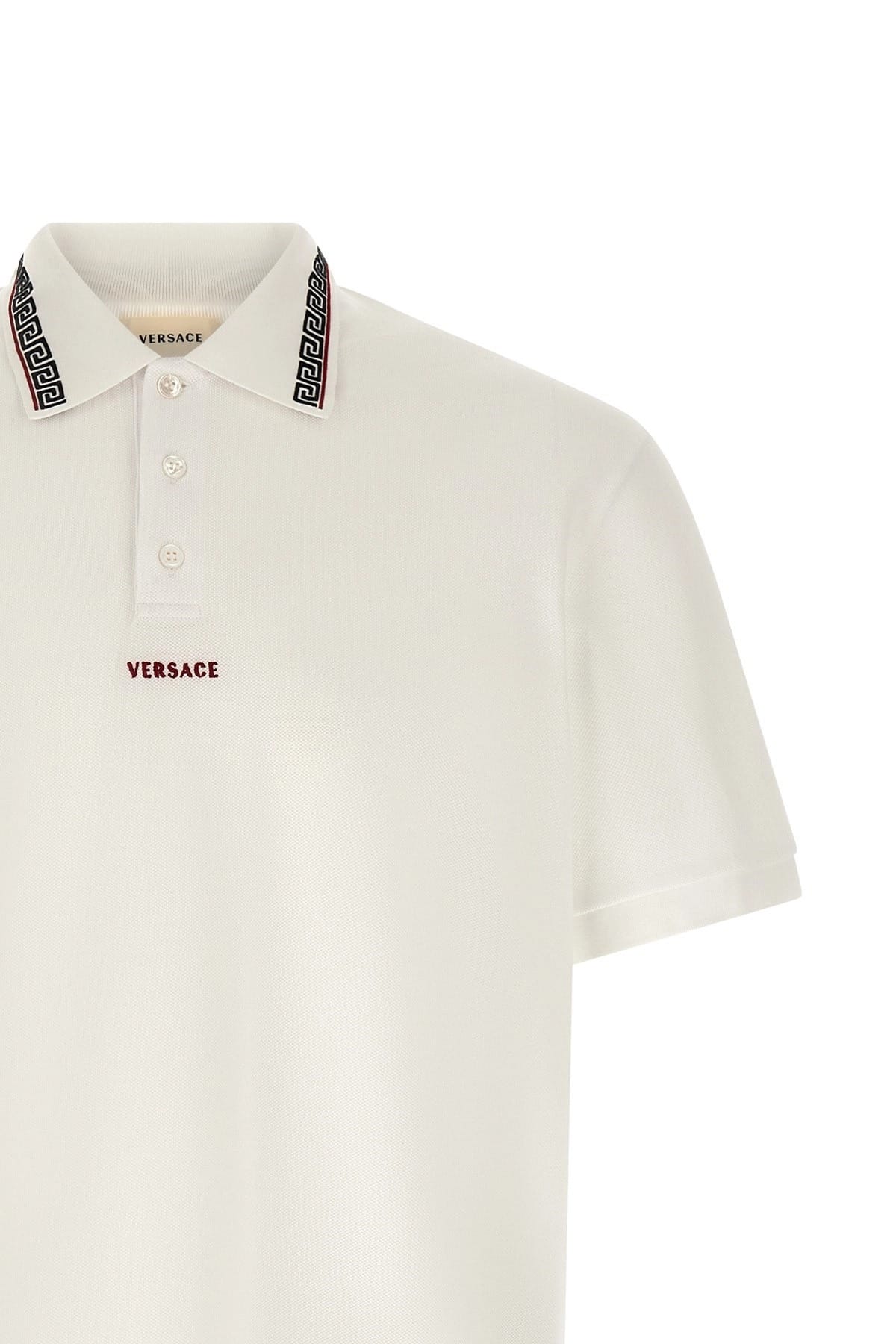 Versace Versace Greca Embroidered Polo Shirt