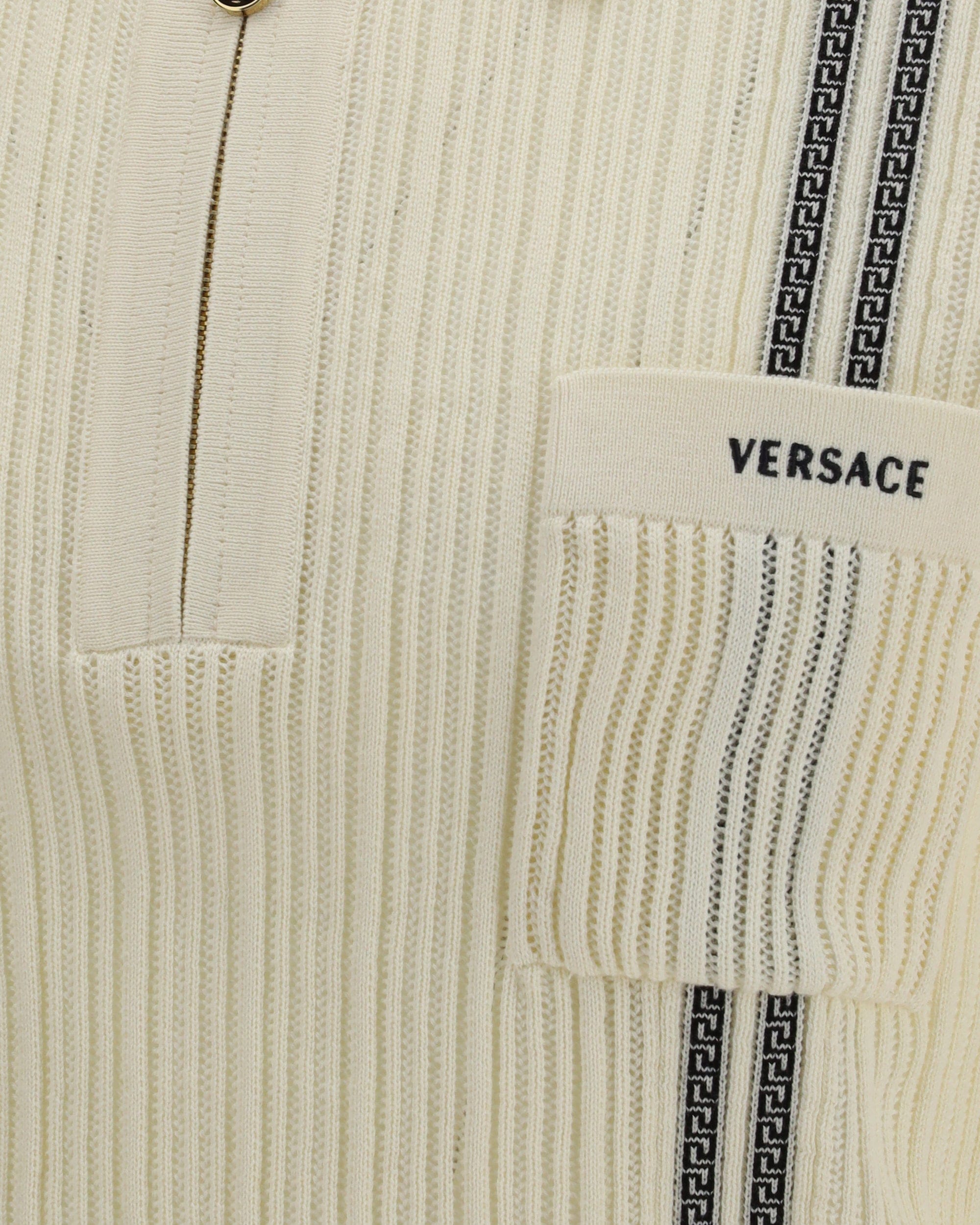 Versace Versace Jacquard Cotton Knit Polo