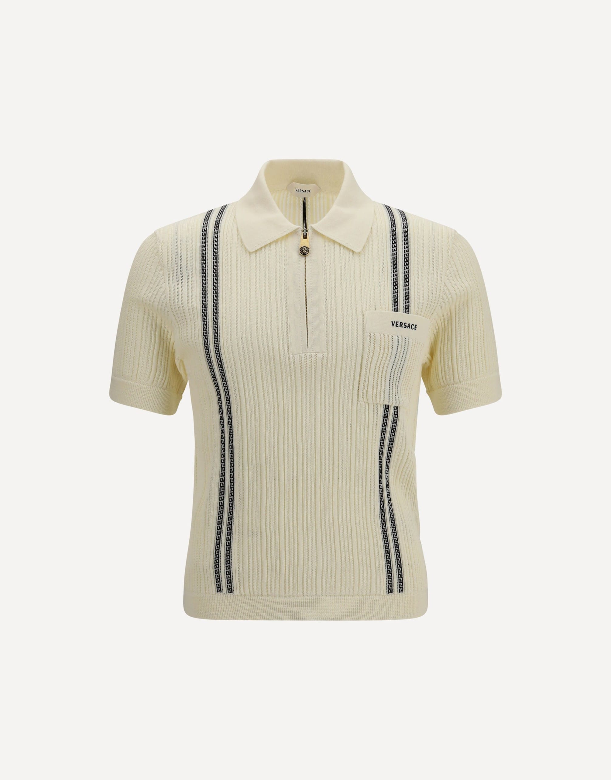 Versace Versace Jacquard Cotton Knit Polo