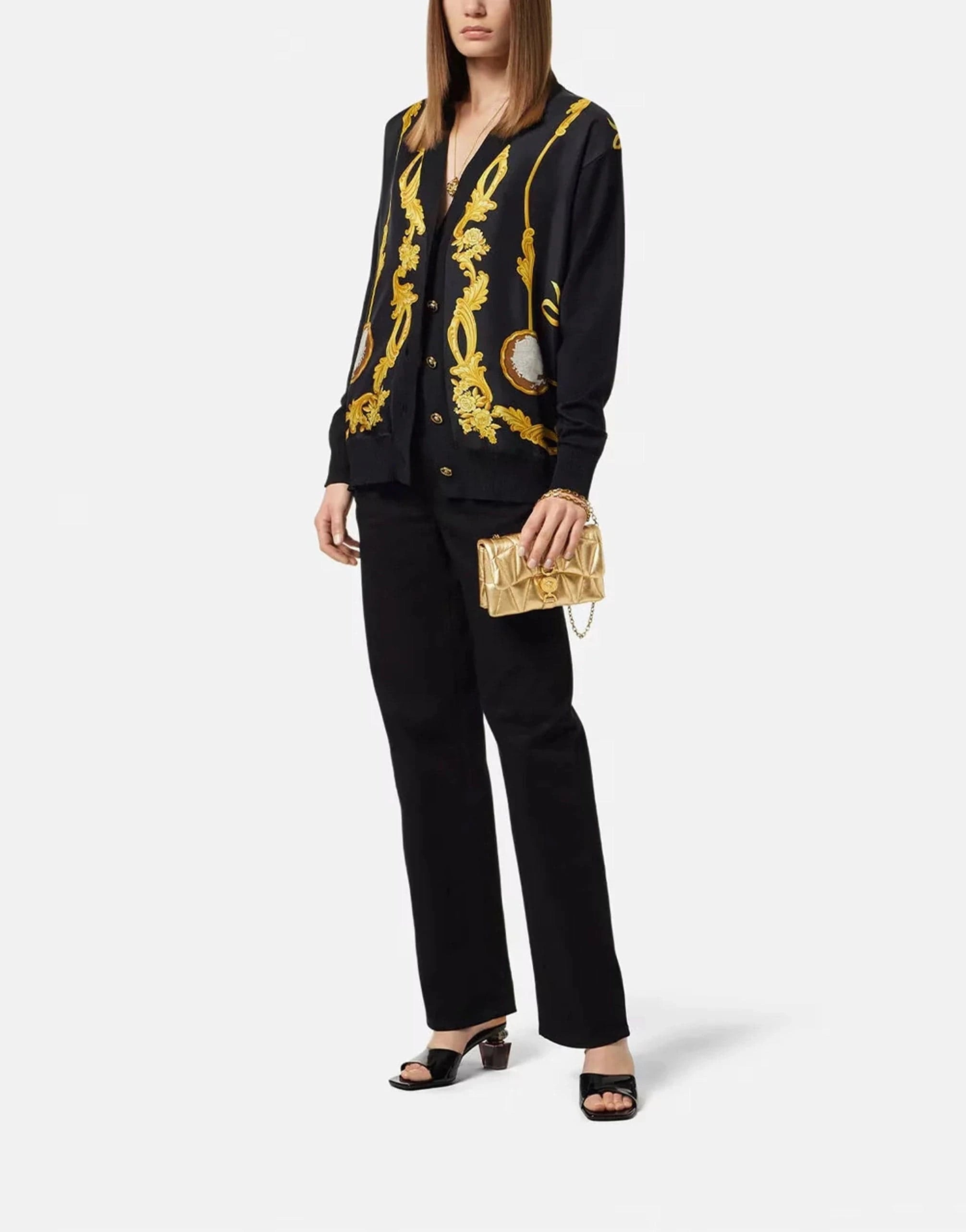 Versace Kleio Metallic Quilted Mini Bag