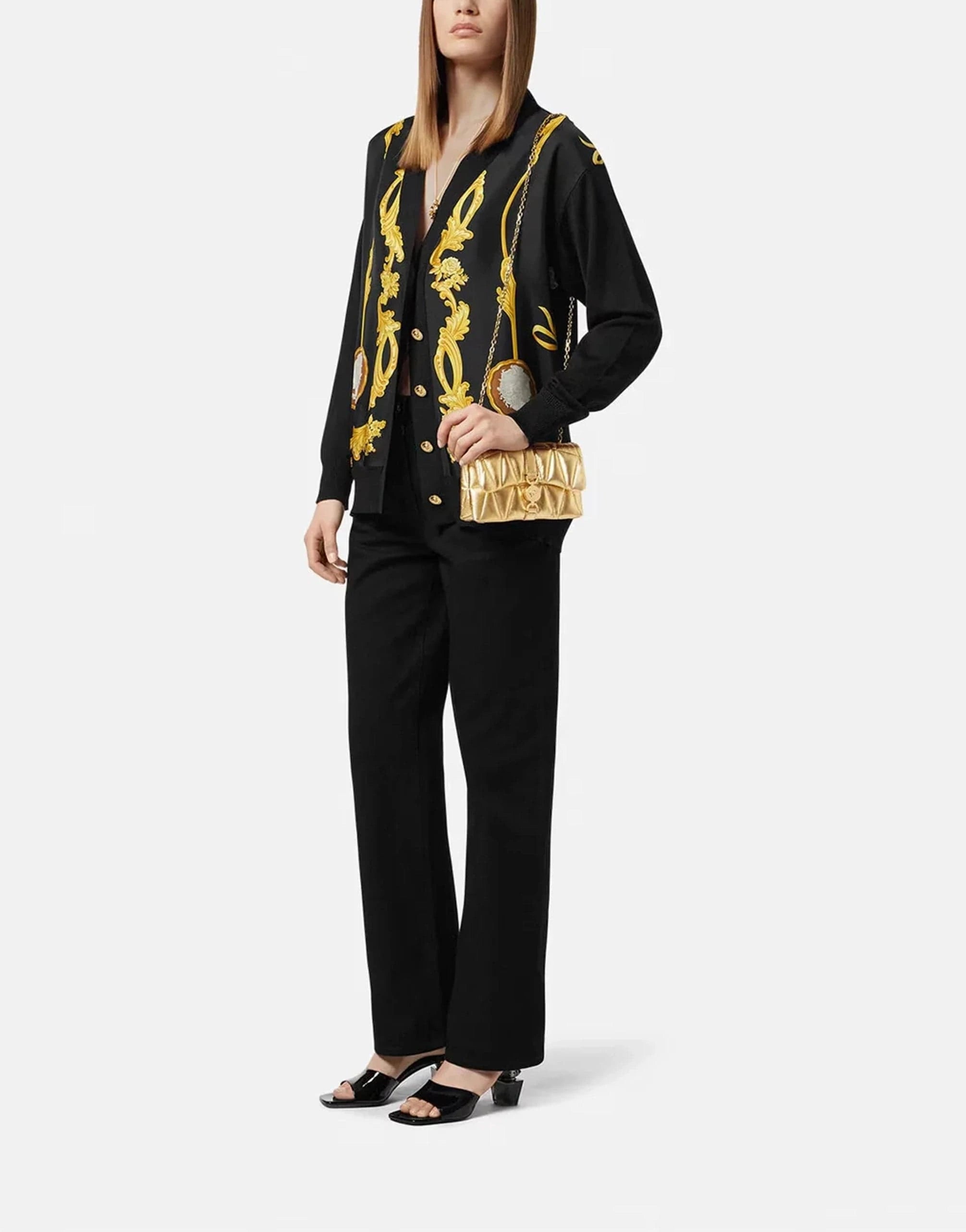 Versace Kleio Metallic Quilted Mini Bag