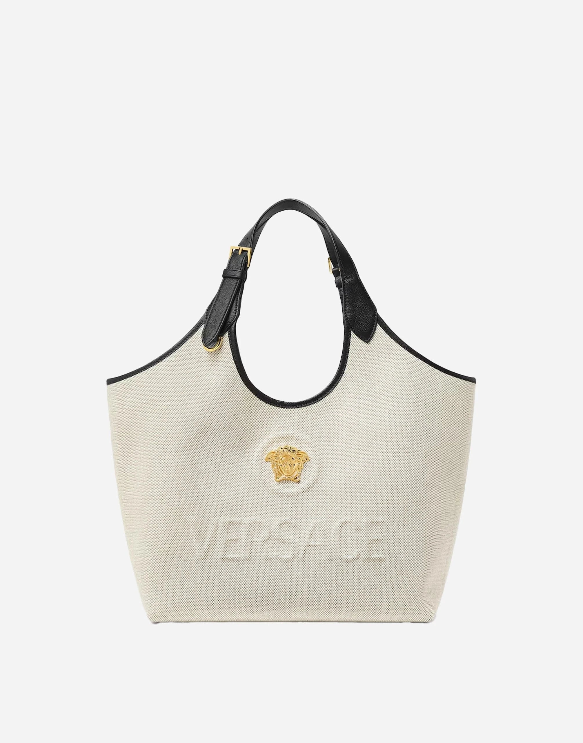 Versace La Medusa Emblem Canvas Tote Bag