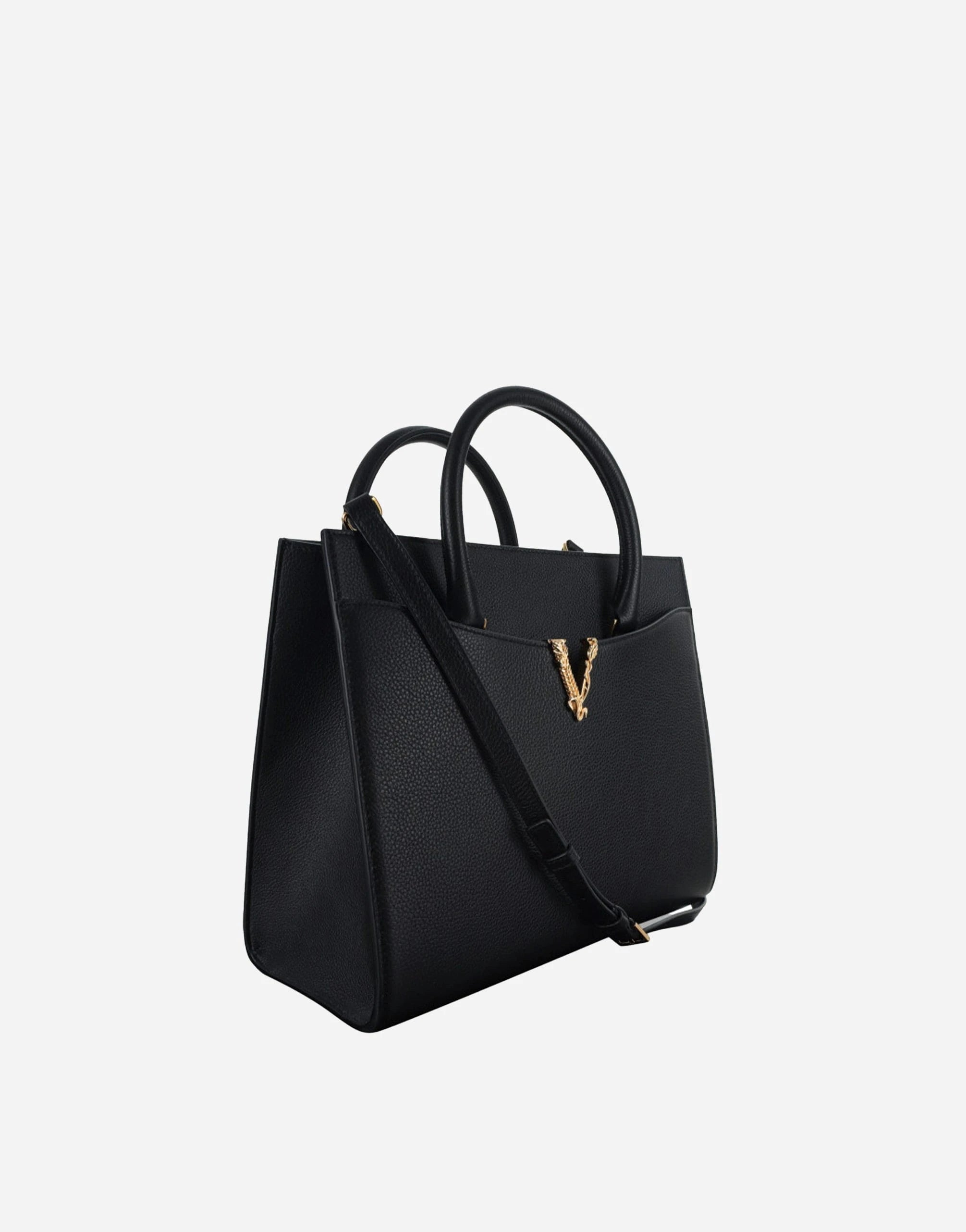 Versace Large Grained Calfskin Virtus Top Handle Satchel