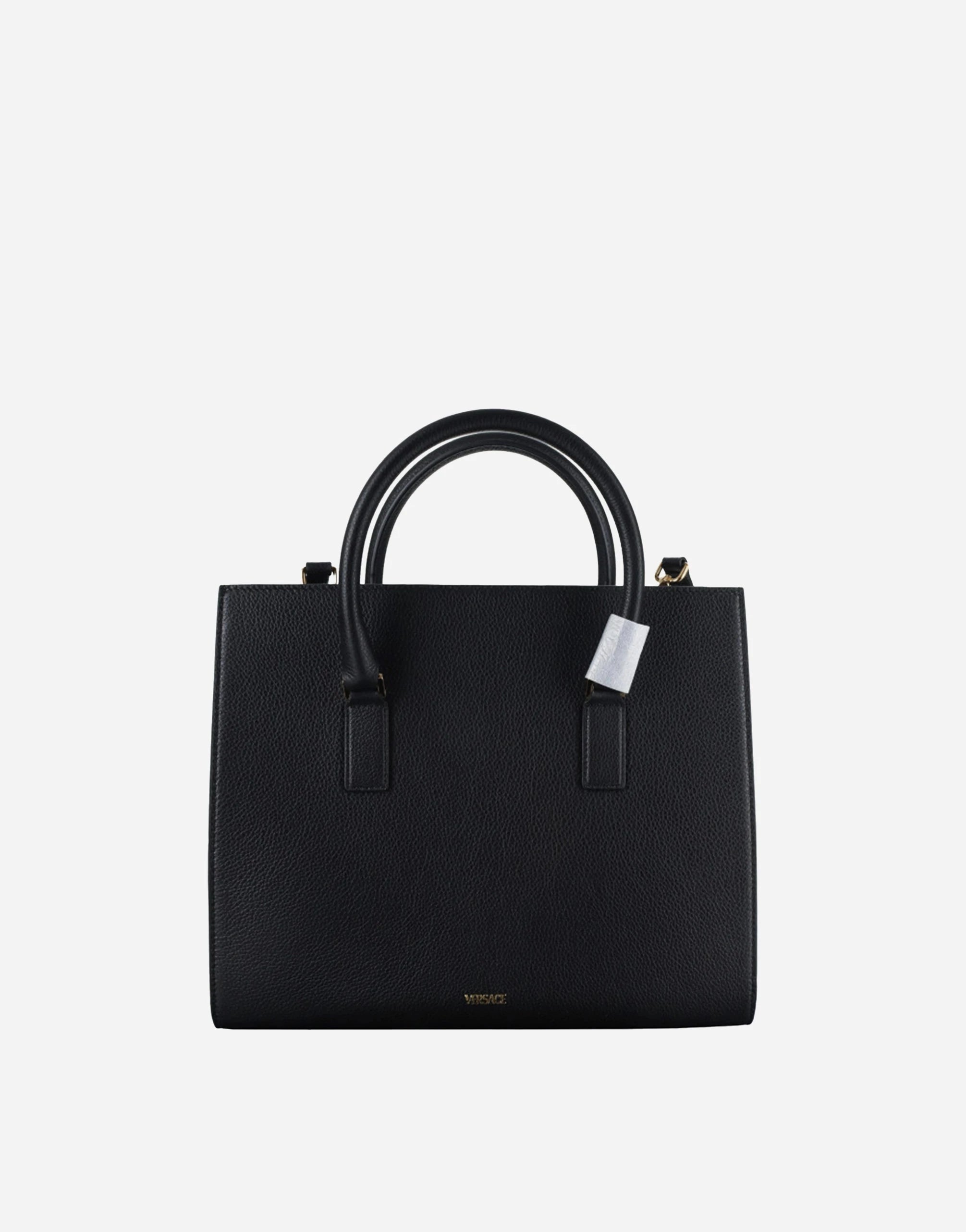 Versace Large Grained Calfskin Virtus Top Handle Satchel