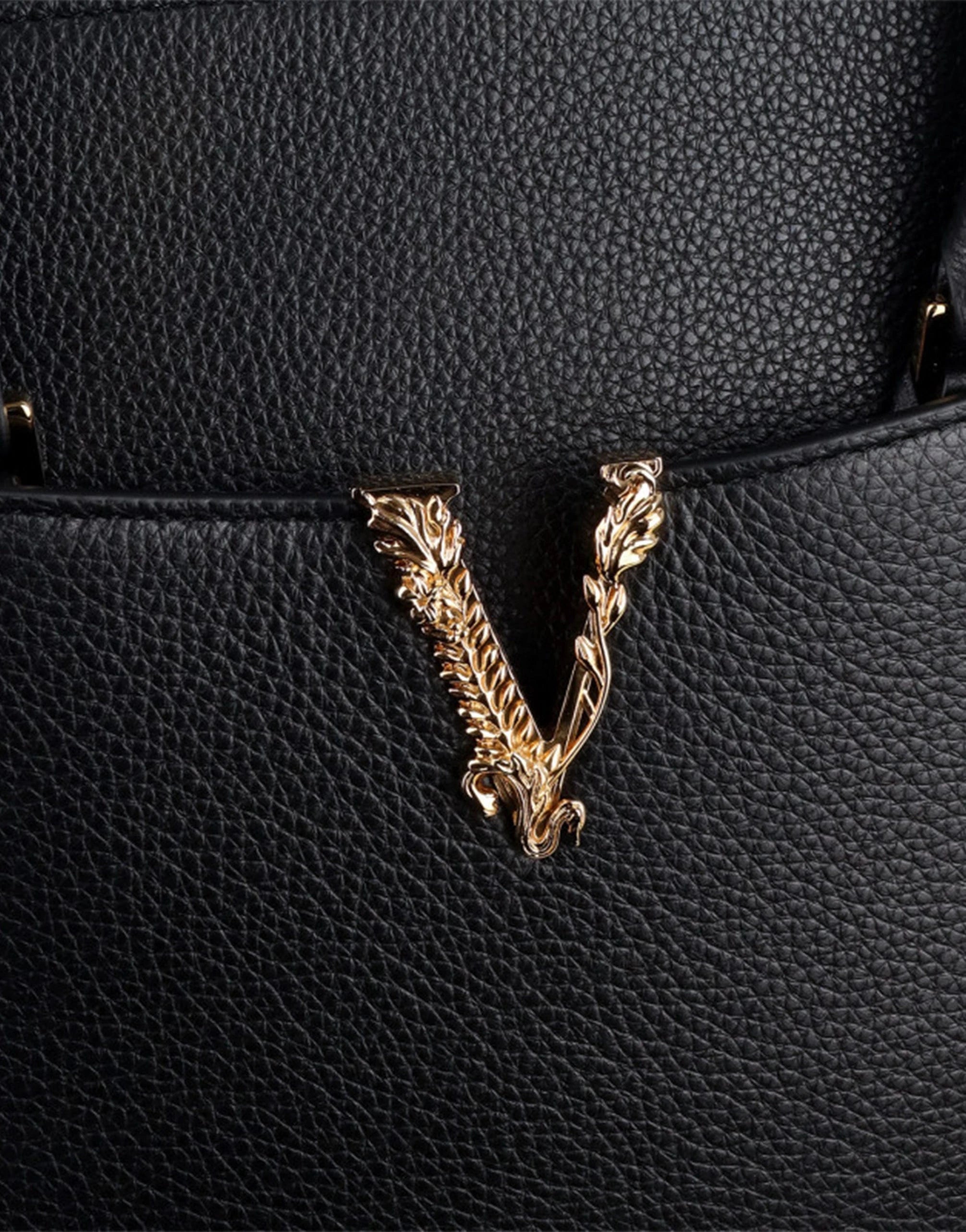 Versace Large Grained Calfskin Virtus Top Handle Satchel