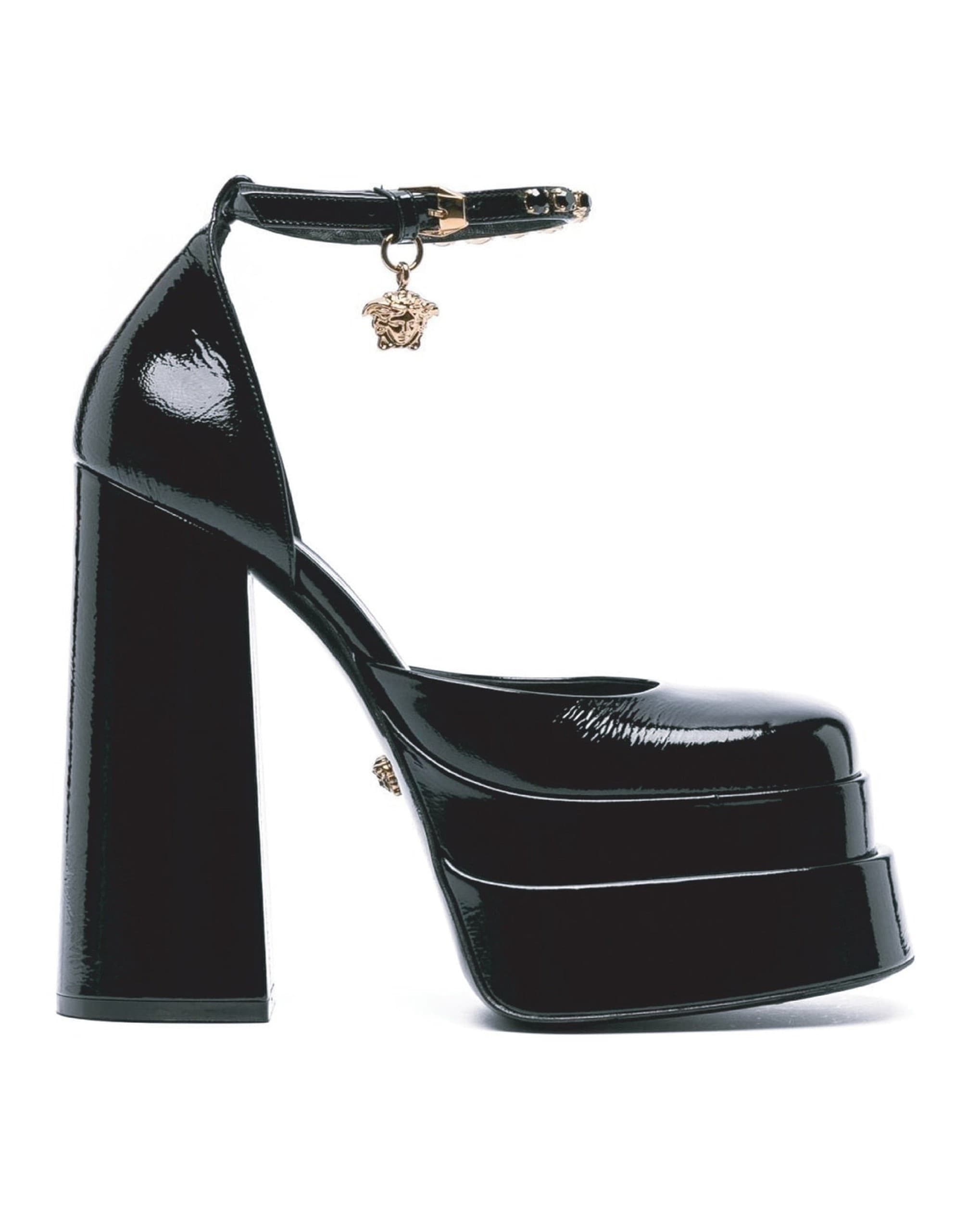 Versace Leather Platform Sandals With Medusa