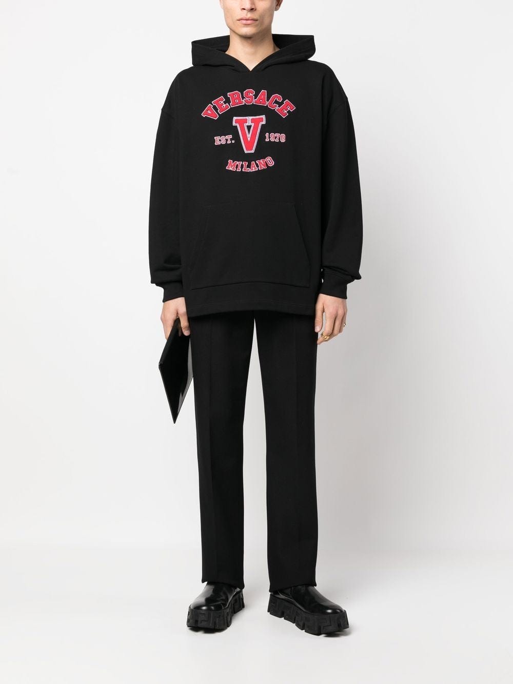 Versace Logo Embroidery Cotton Hoodie
