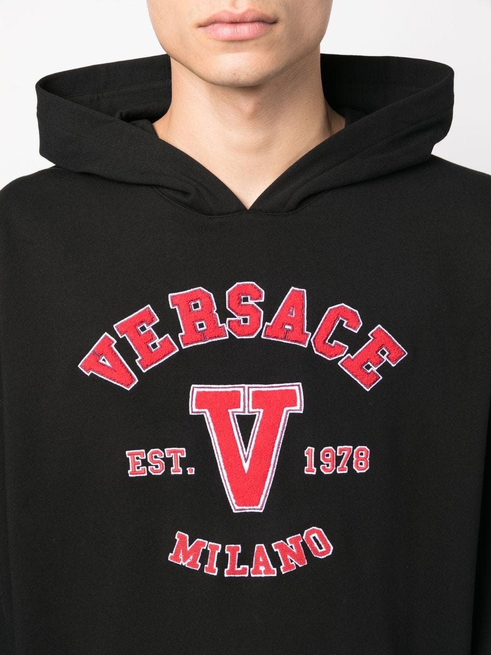 Versace Logo Embroidery Cotton Hoodie