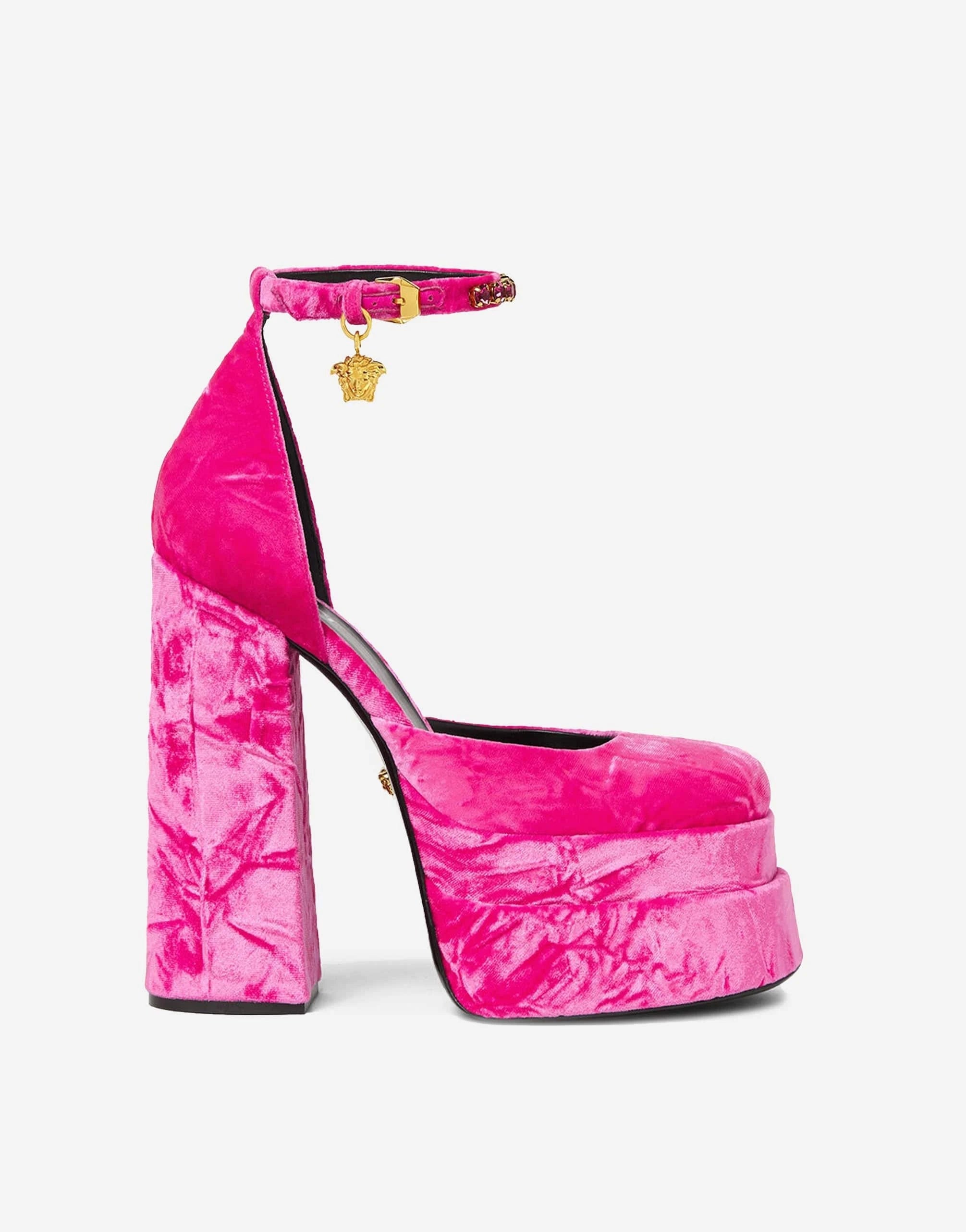 Versace Medusa Aevitas Velvet Platform Pumps