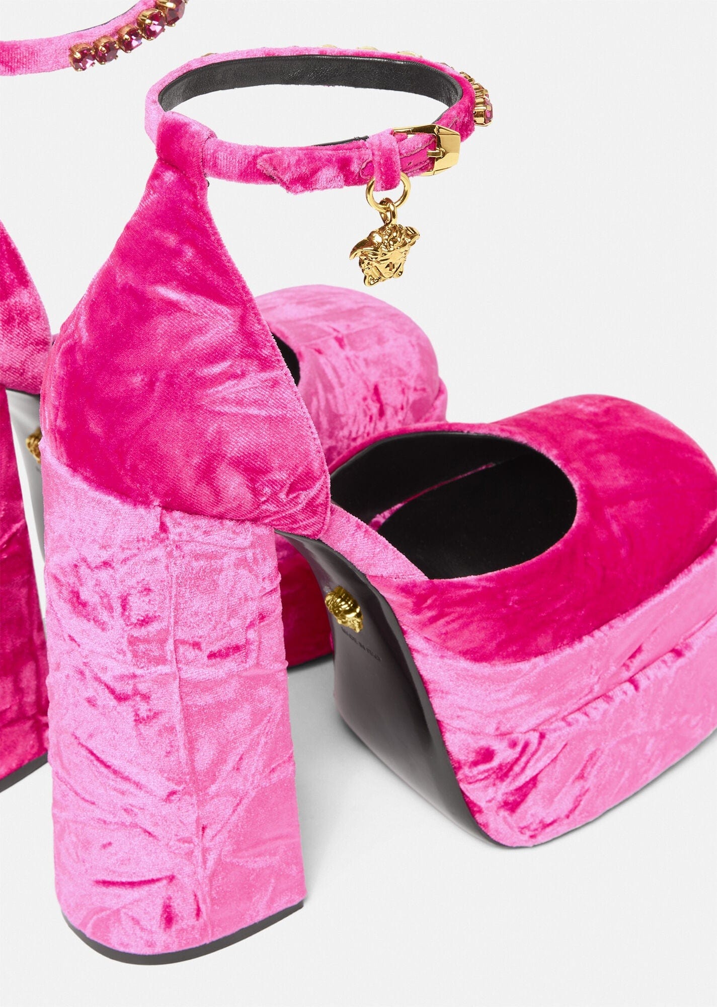 Versace Medusa Aevitas Velvet Platform Pumps