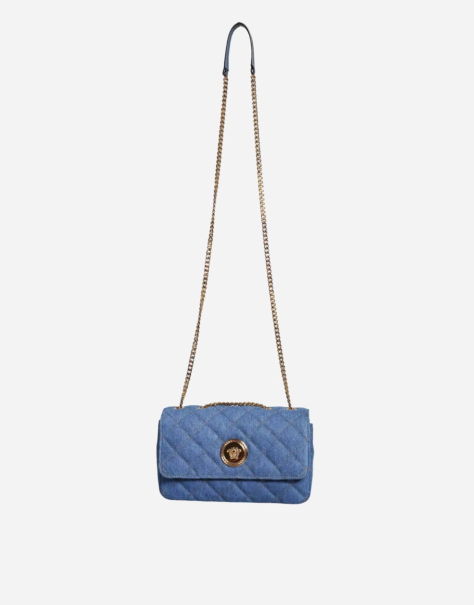 Versace Medusa Quilted Denim Crossbody Bag