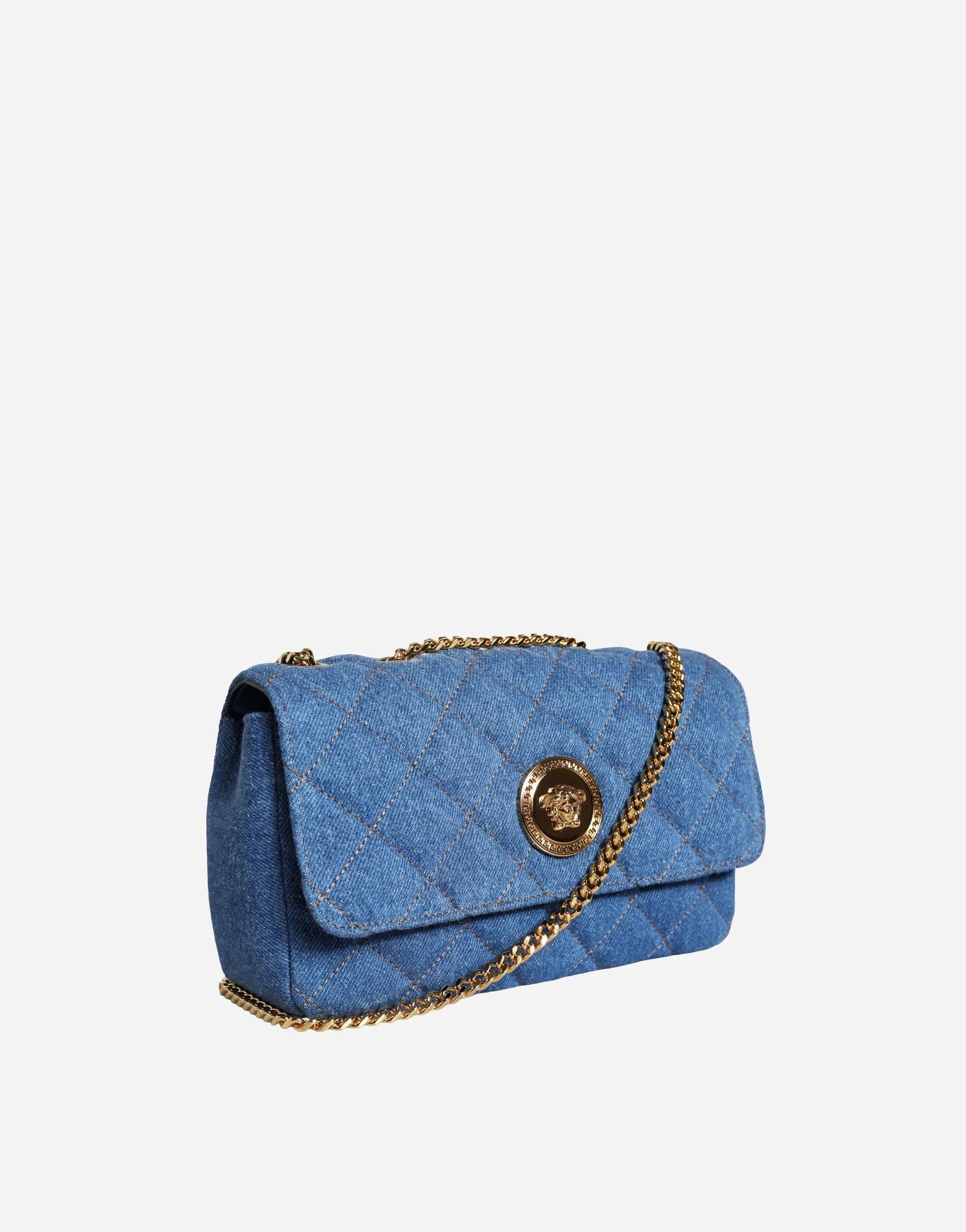 Versace Medusa Quilted Denim Crossbody Bag