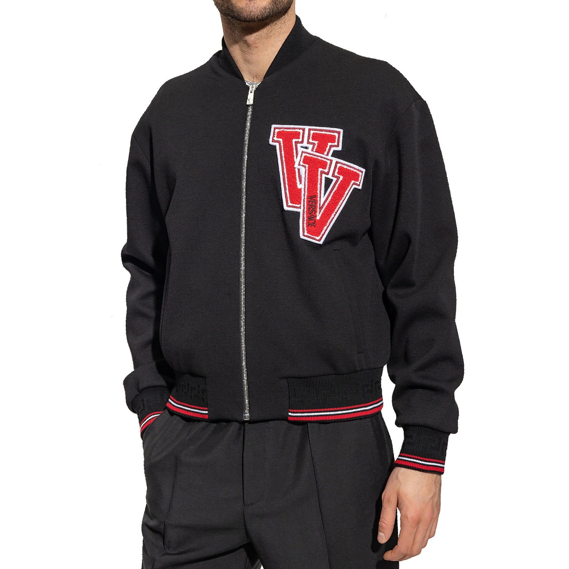 Versace Patch Logo Wool Bomber Jacket