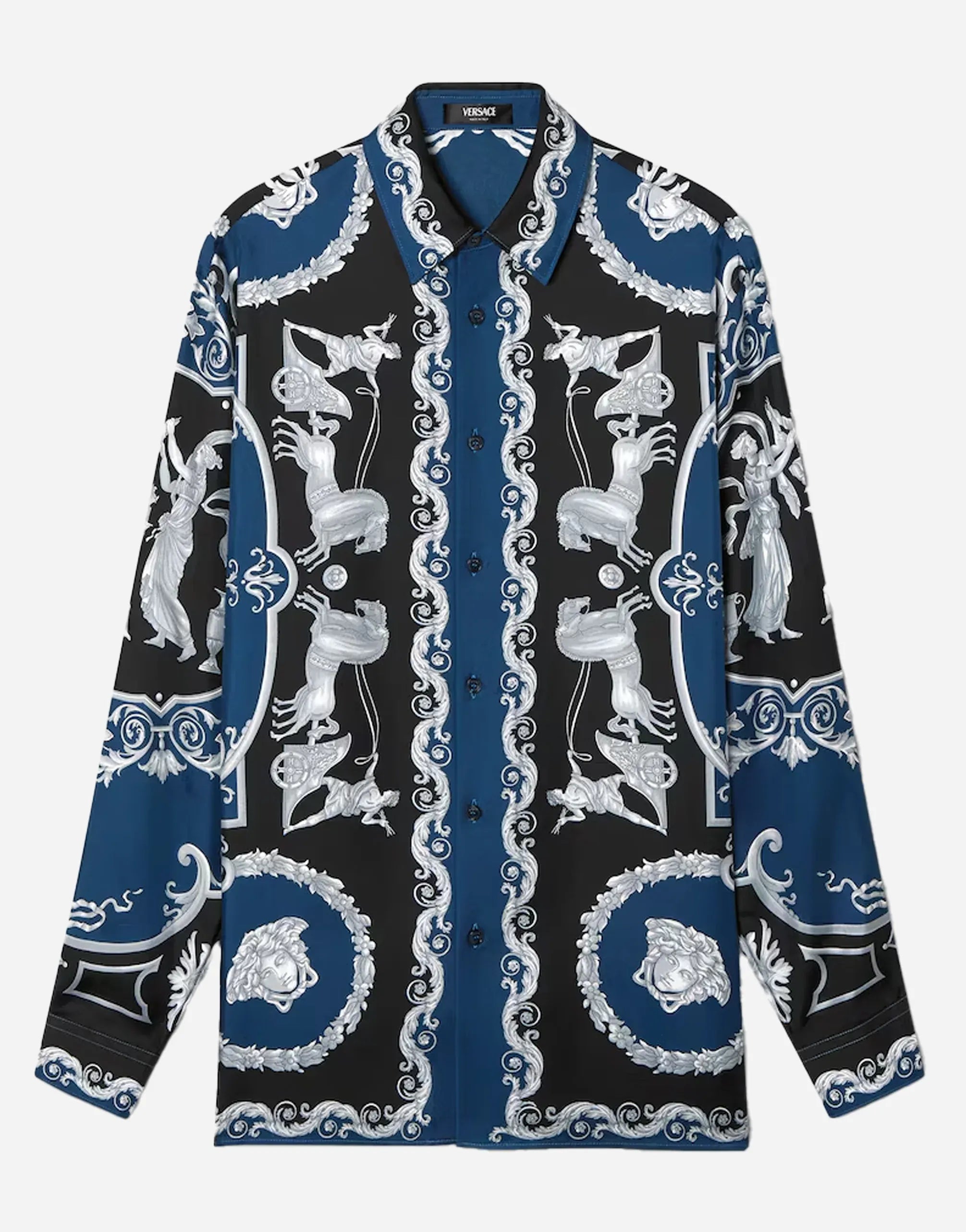 Versace Printed Hall of Heroes Printed Silk Twill Shirt