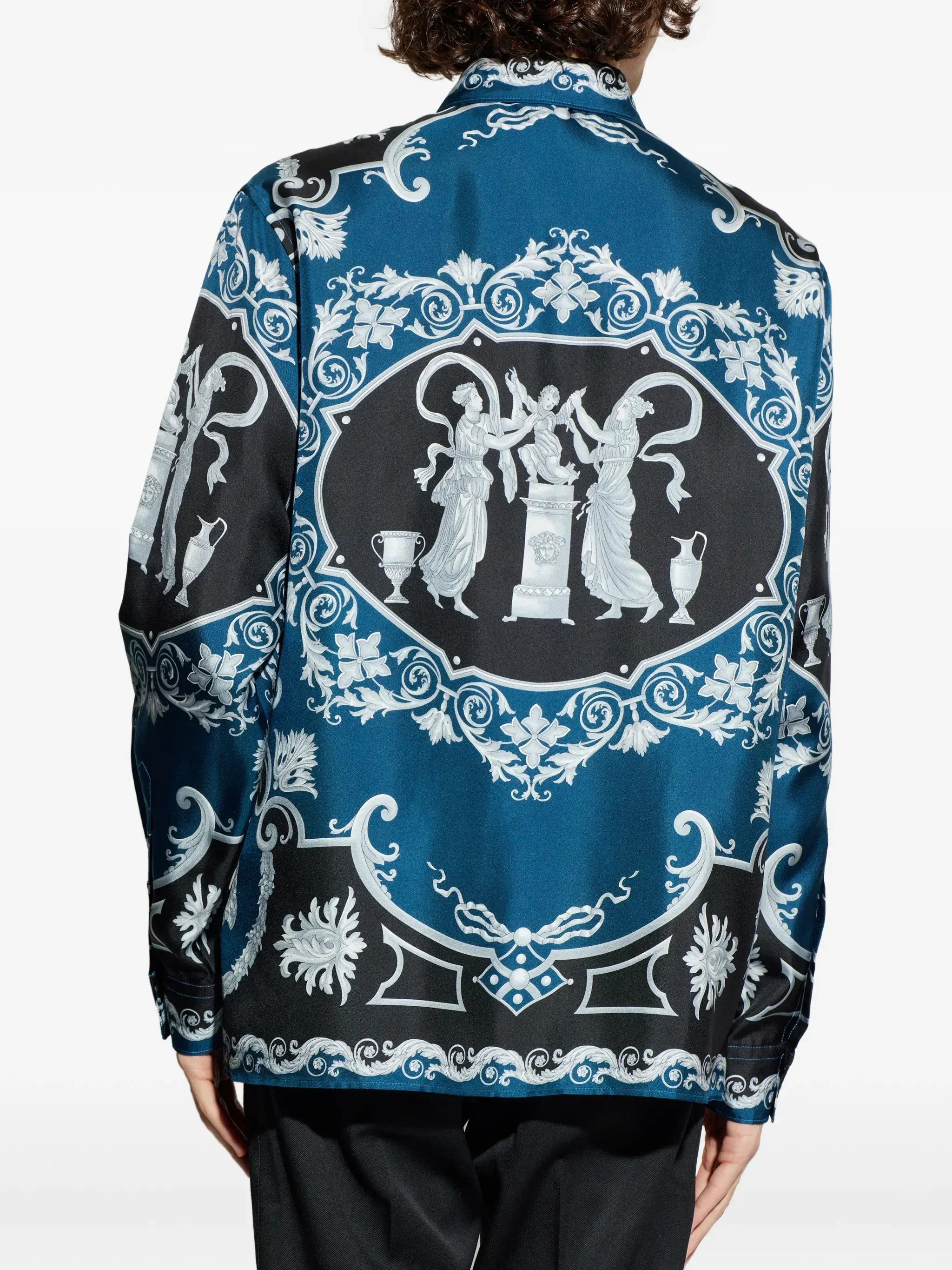Versace Printed Hall of Heroes Printed Silk Twill Shirt