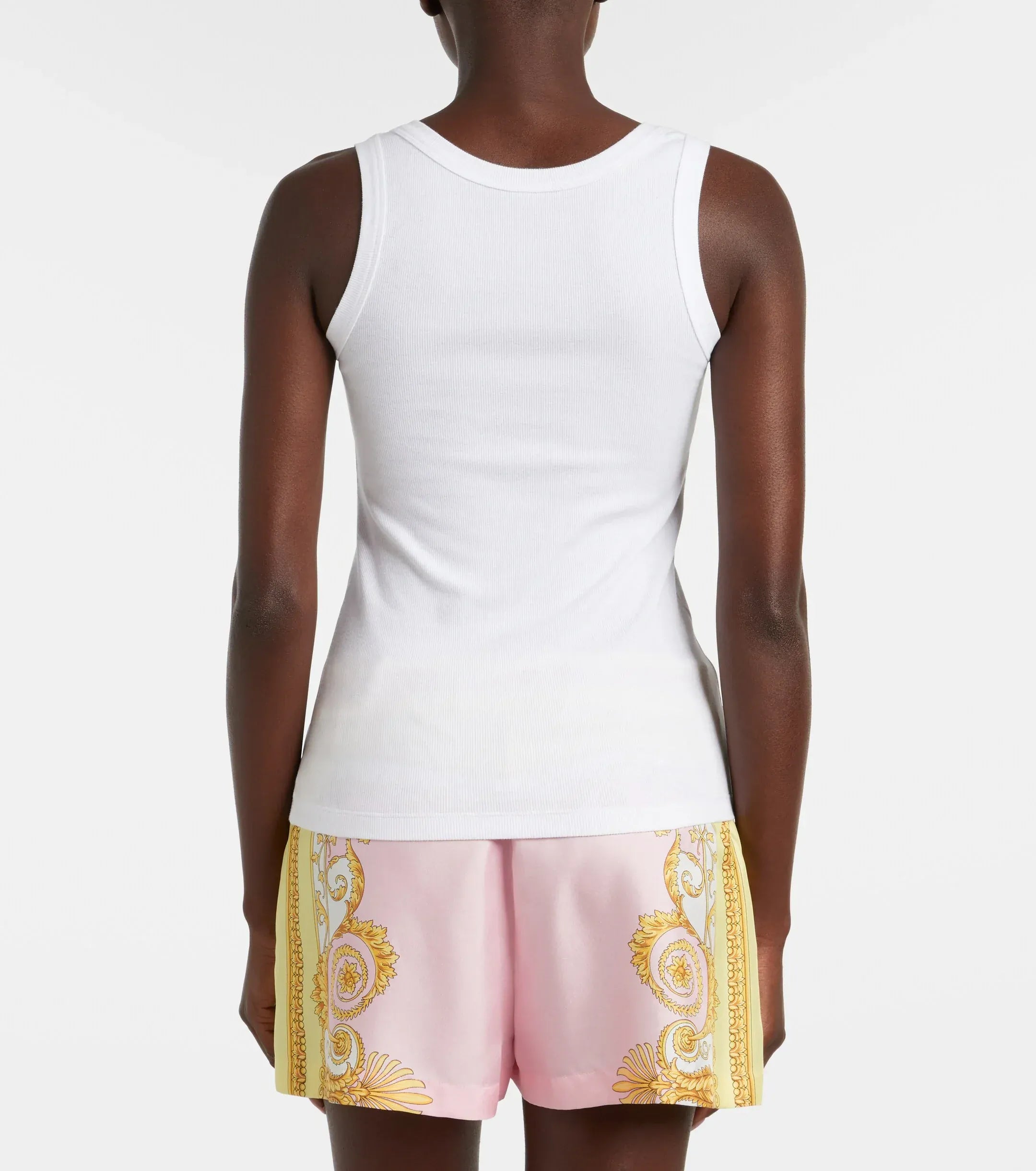 Versace Ribbed Stretch Cotton Tank Top