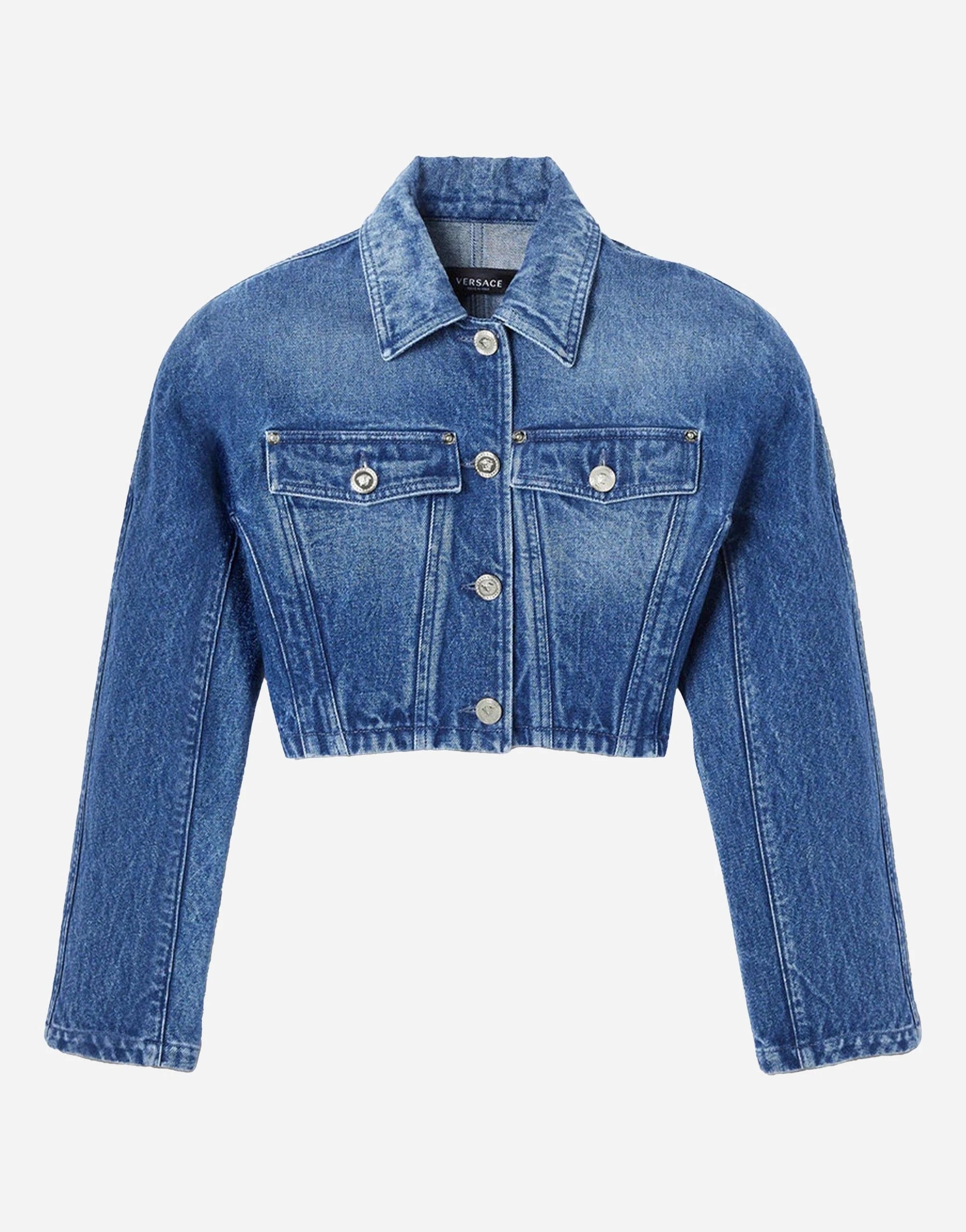 Versace Rounded Crop Denim Jacket