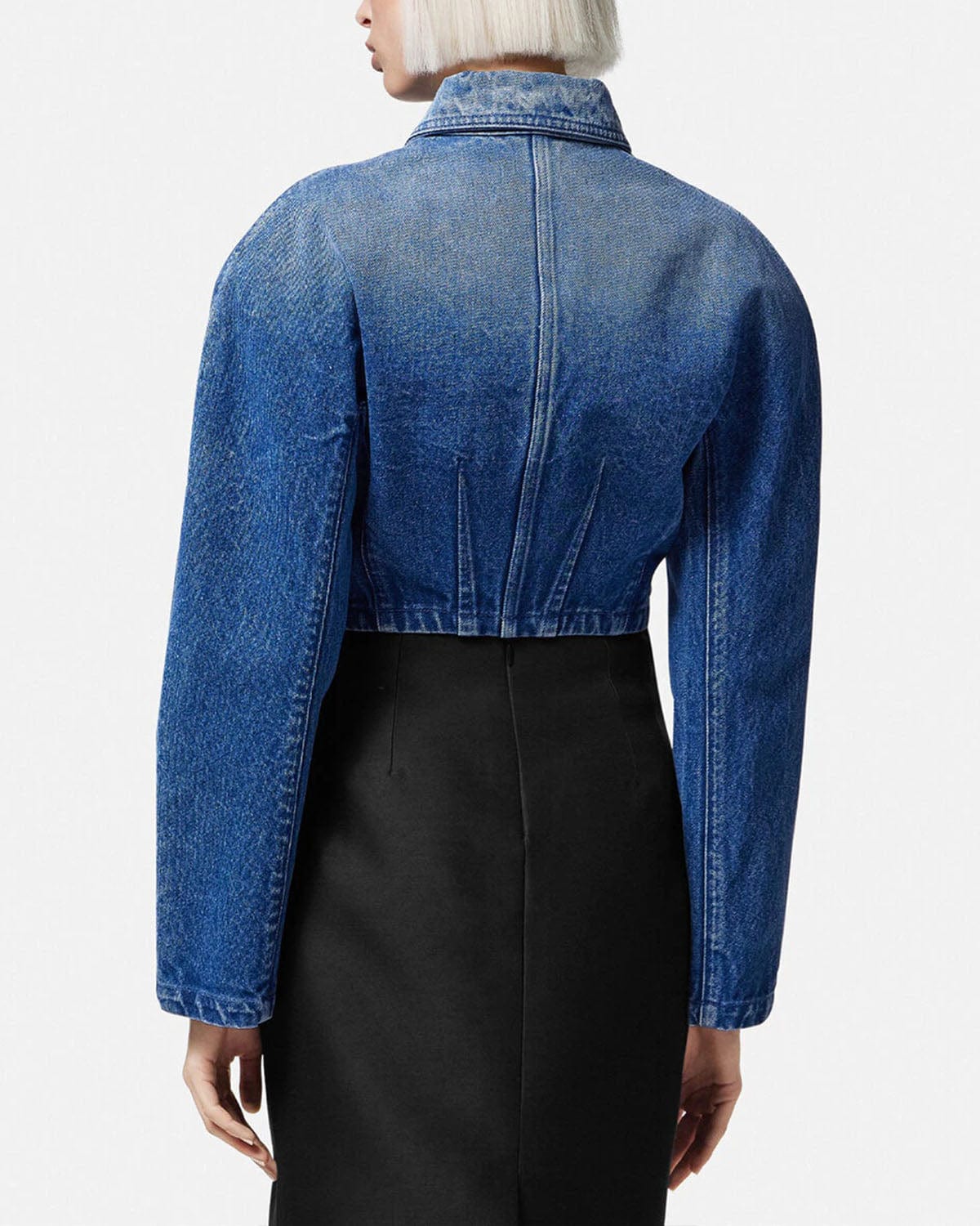 Versace Rounded Crop Denim Jacket