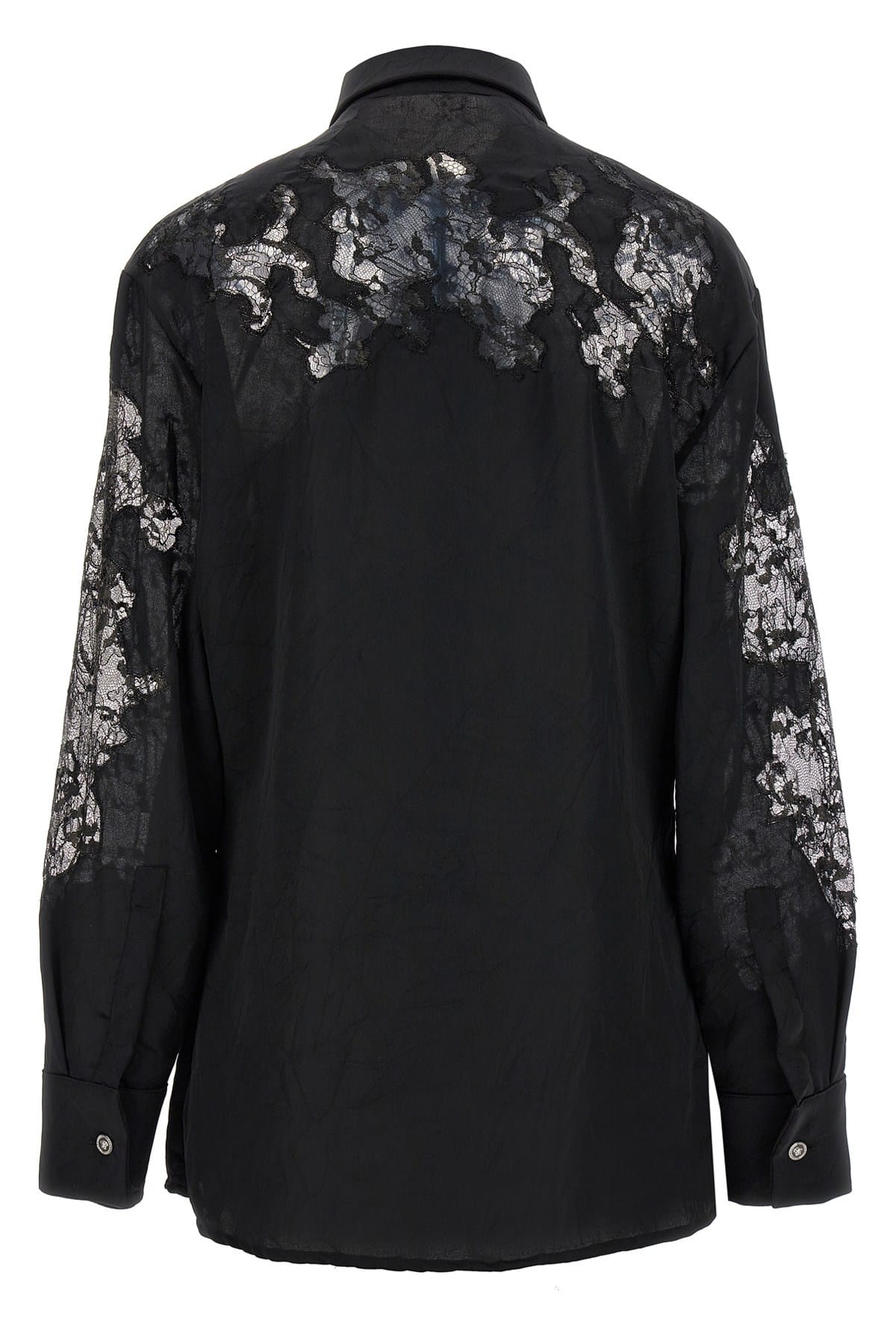 Versace Chemise en satin à dentelle - alternate view