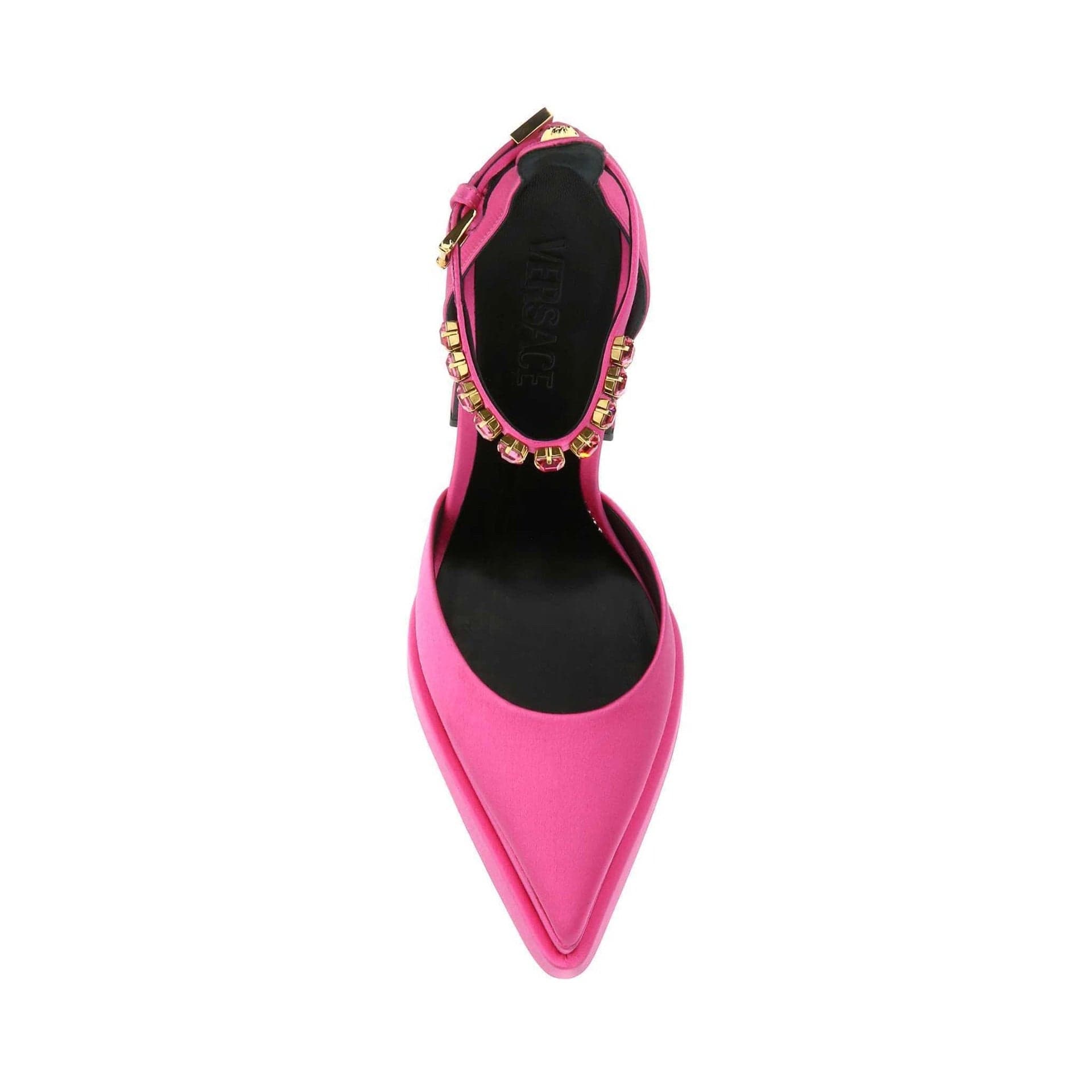 Versace Silk Satin Crystal Appliqué Pumps