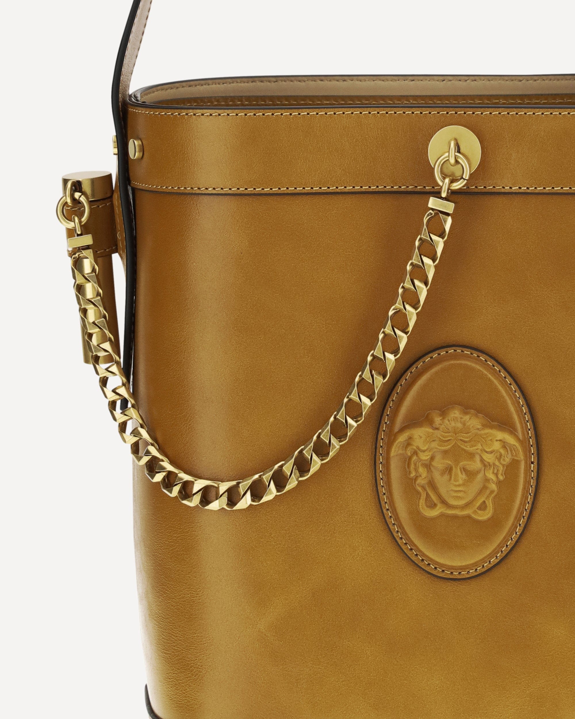 Versace Small Leather Pivot Bucket Bag