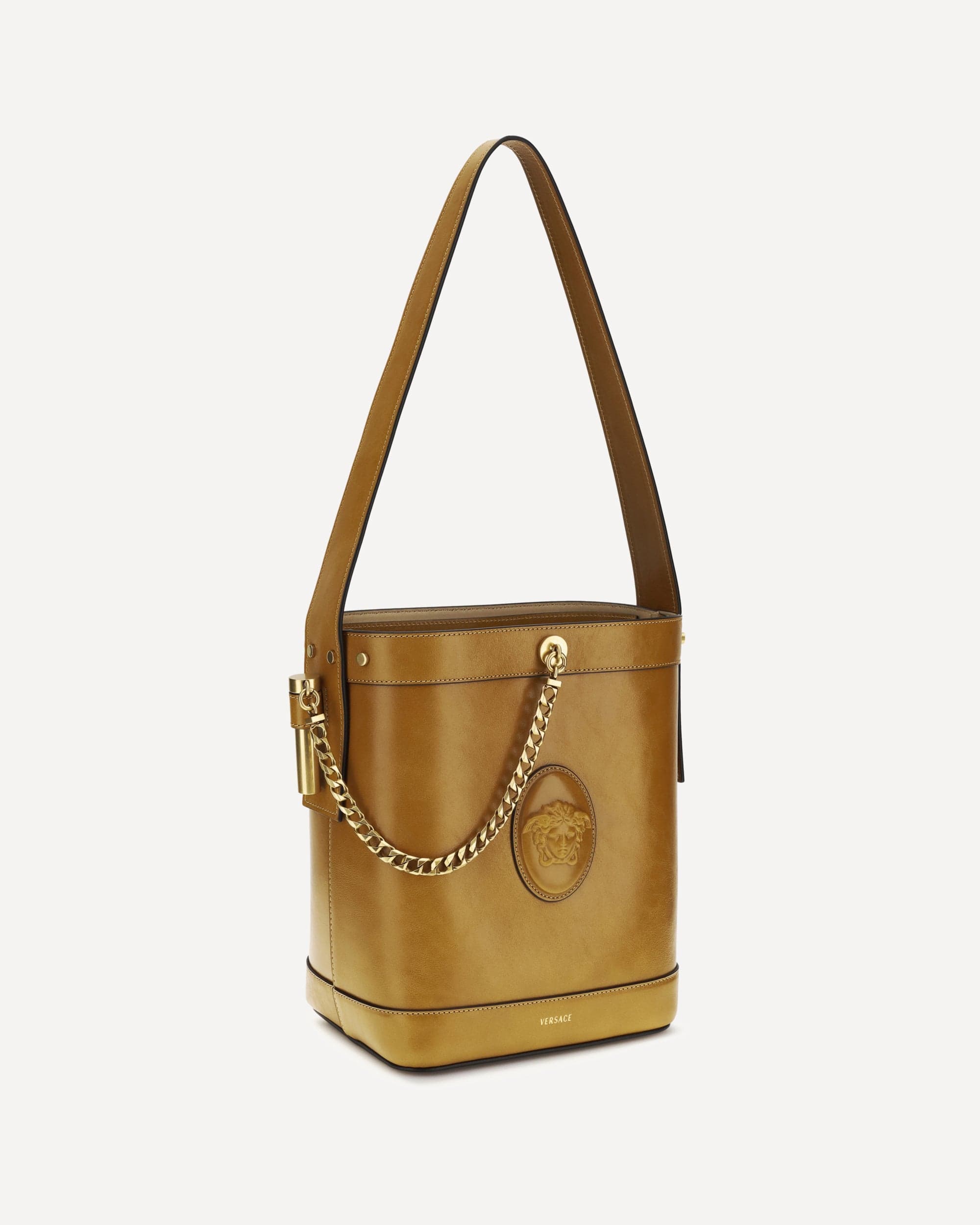 Versace Small Leather Pivot Bucket Bag