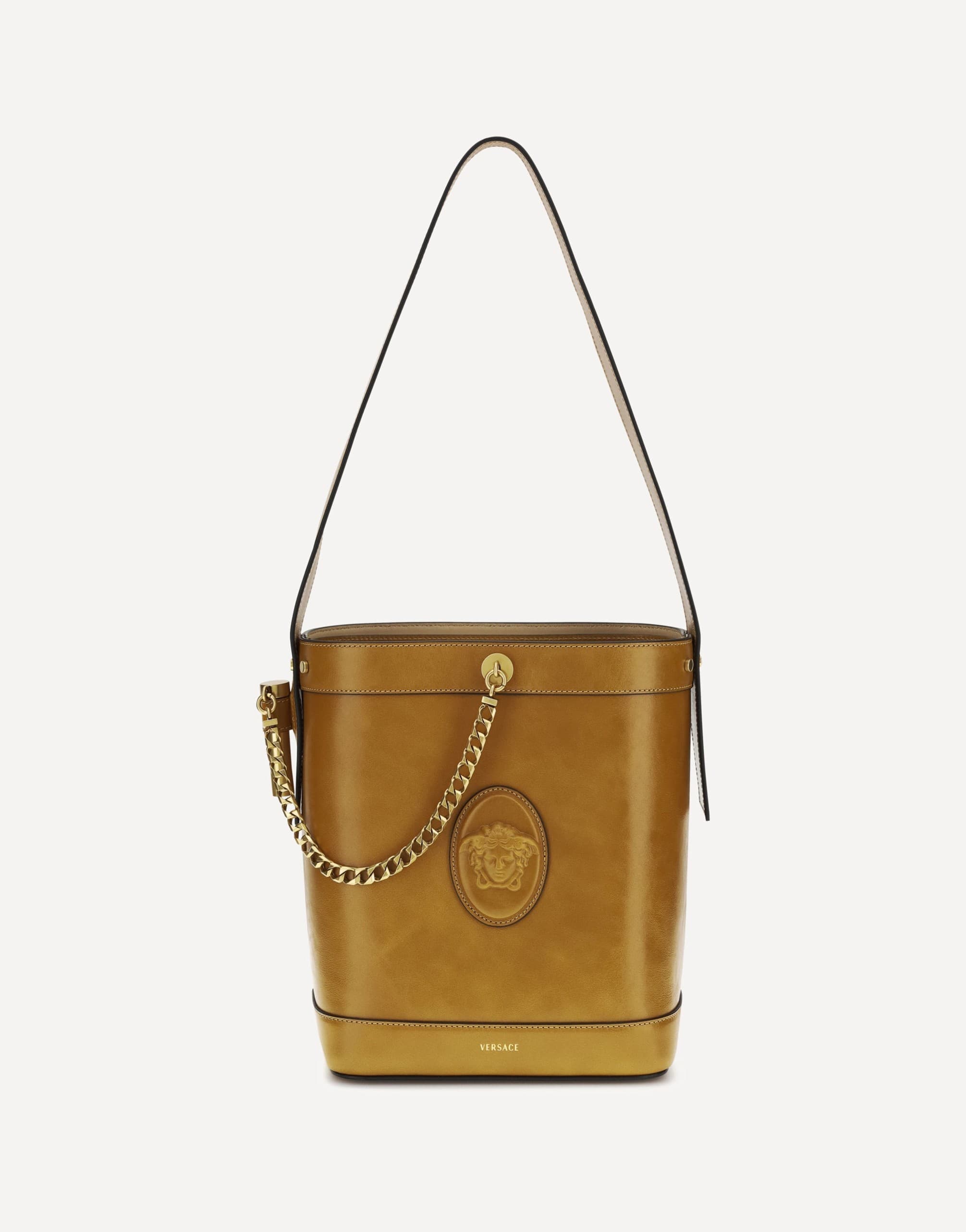 Versace Small Leather Pivot Bucket Bag