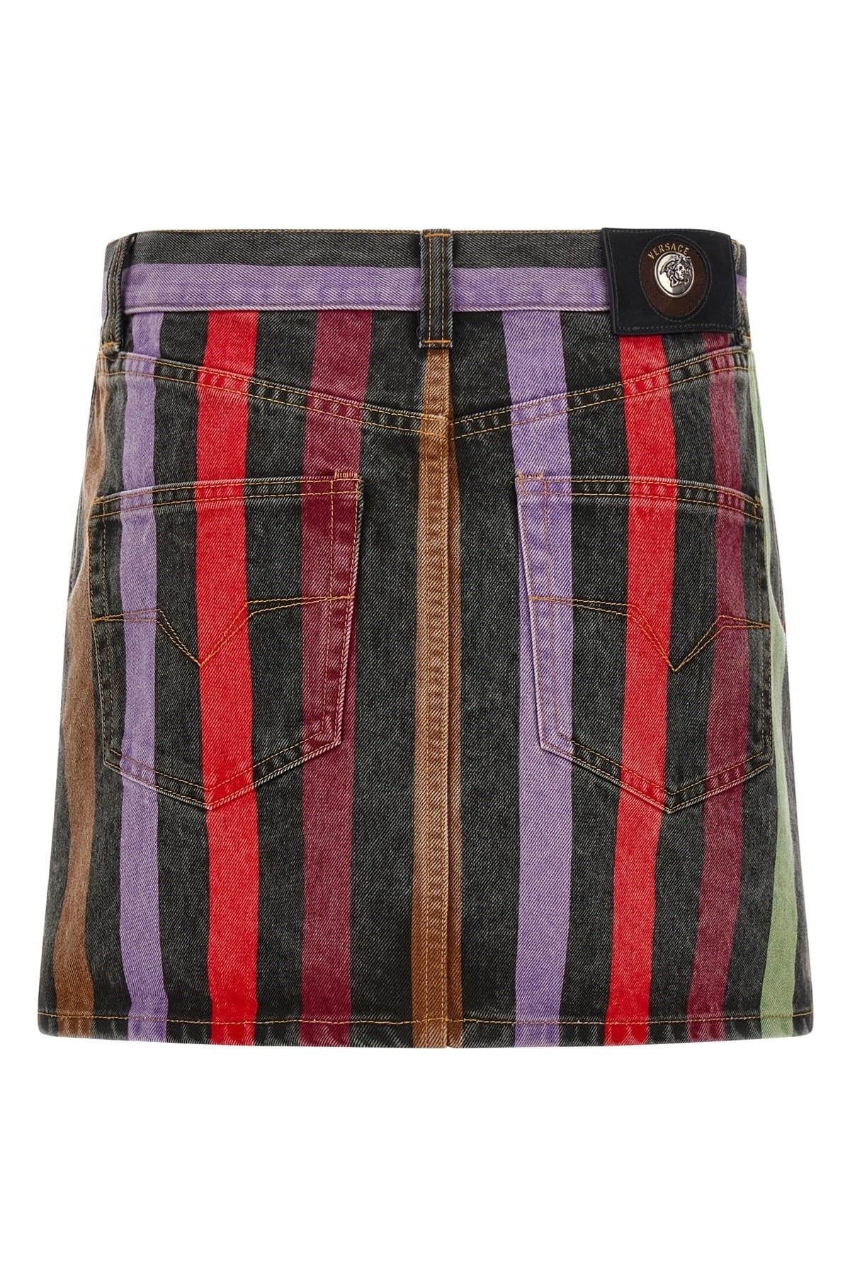 Versace Striped Denim Mini Skirt - alternate view