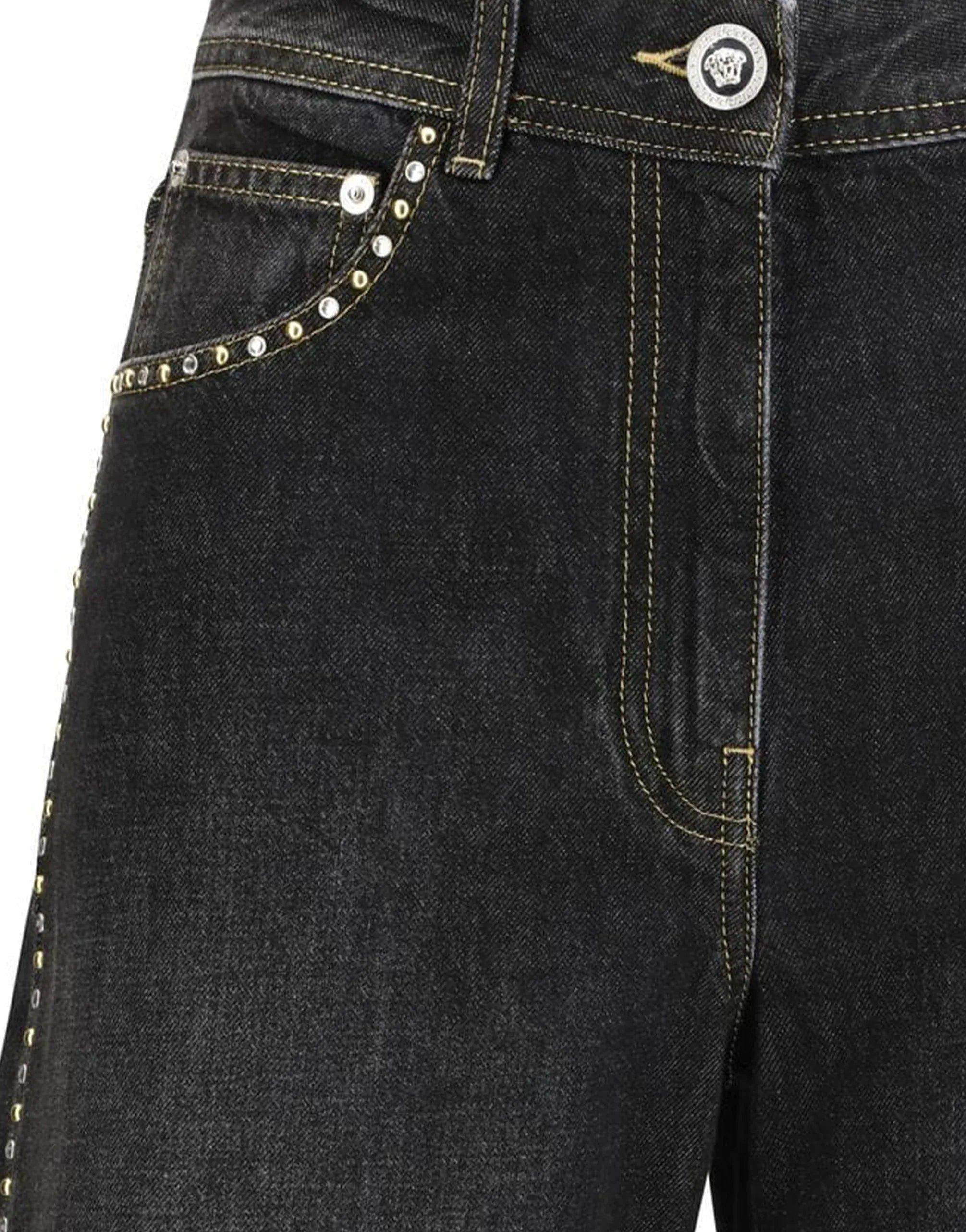 Versace Stud Embelished Straight-Leg Jeans