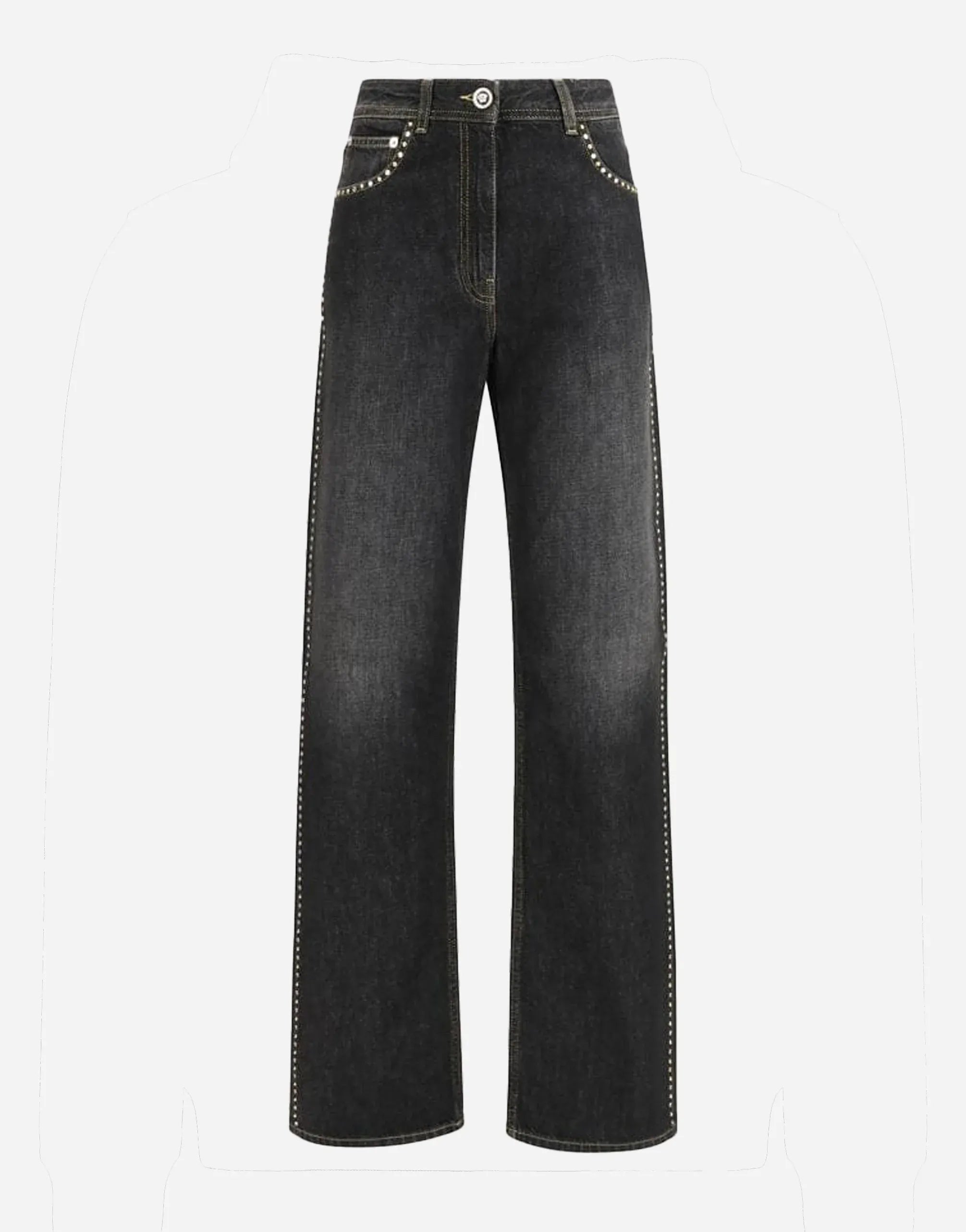 Versace Stud Embelished Straight-Leg Jeans