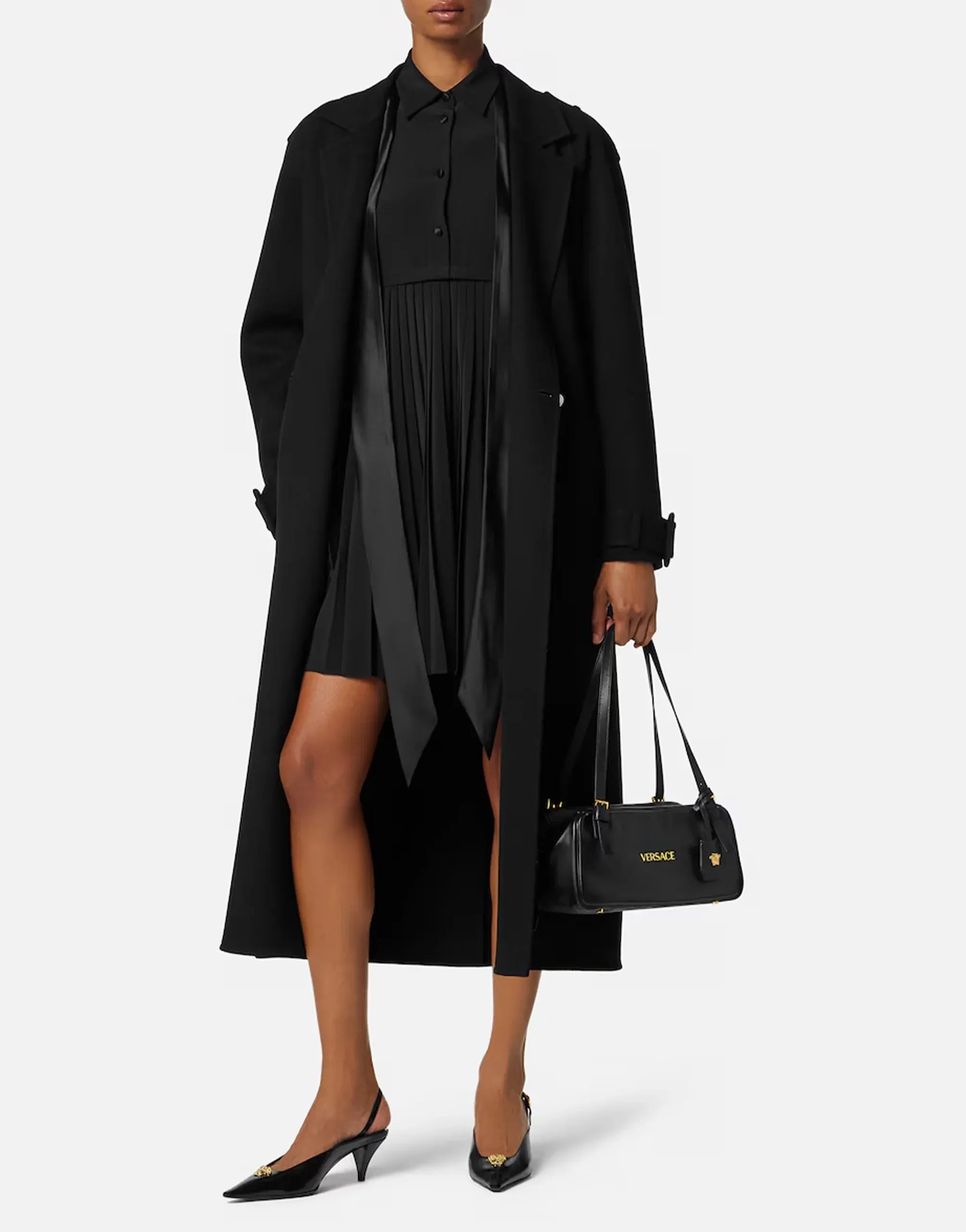 Versace Tag Large Nappa Bowling Shoulder Bag