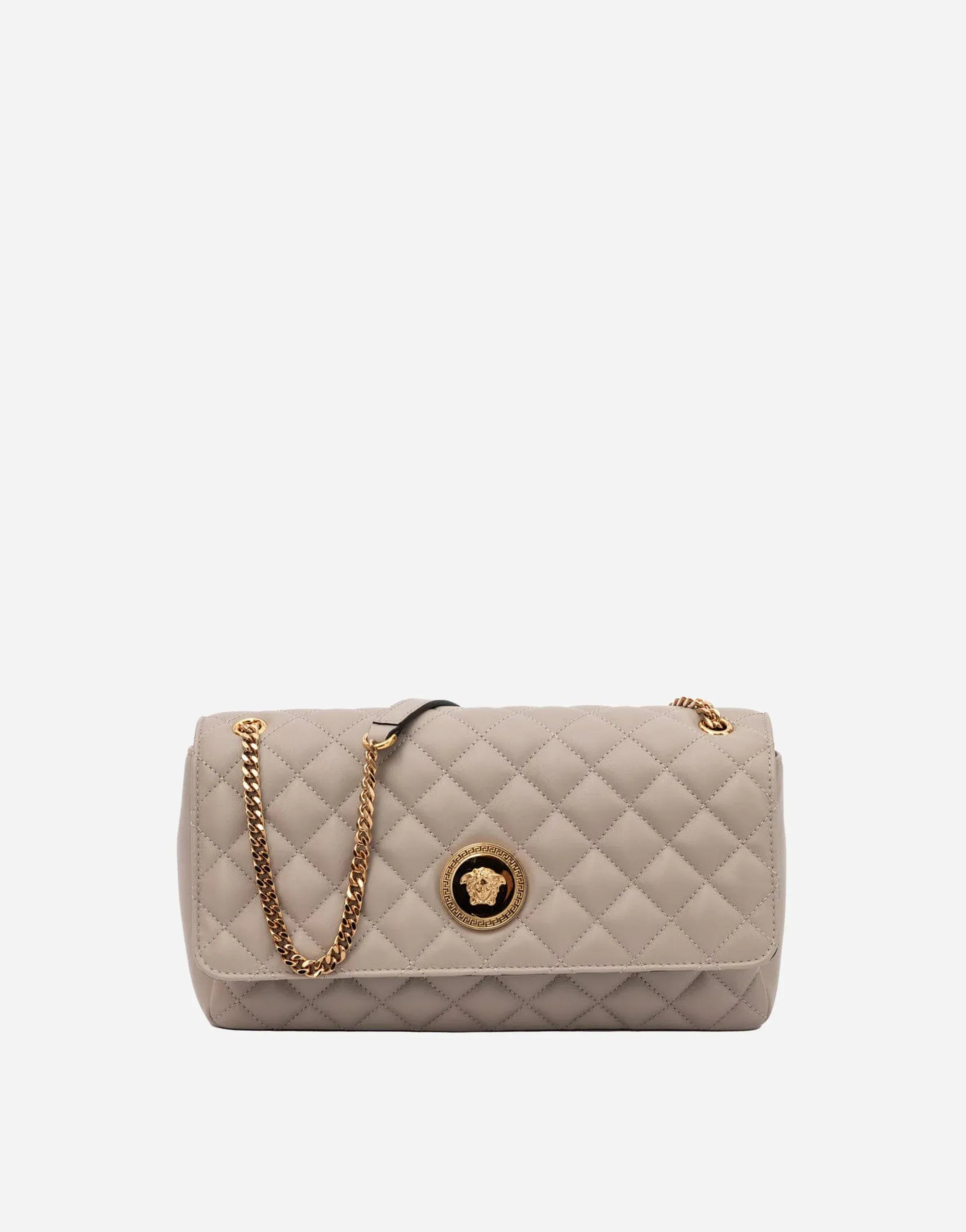Versace Taupe Quilted Shoulder Bag