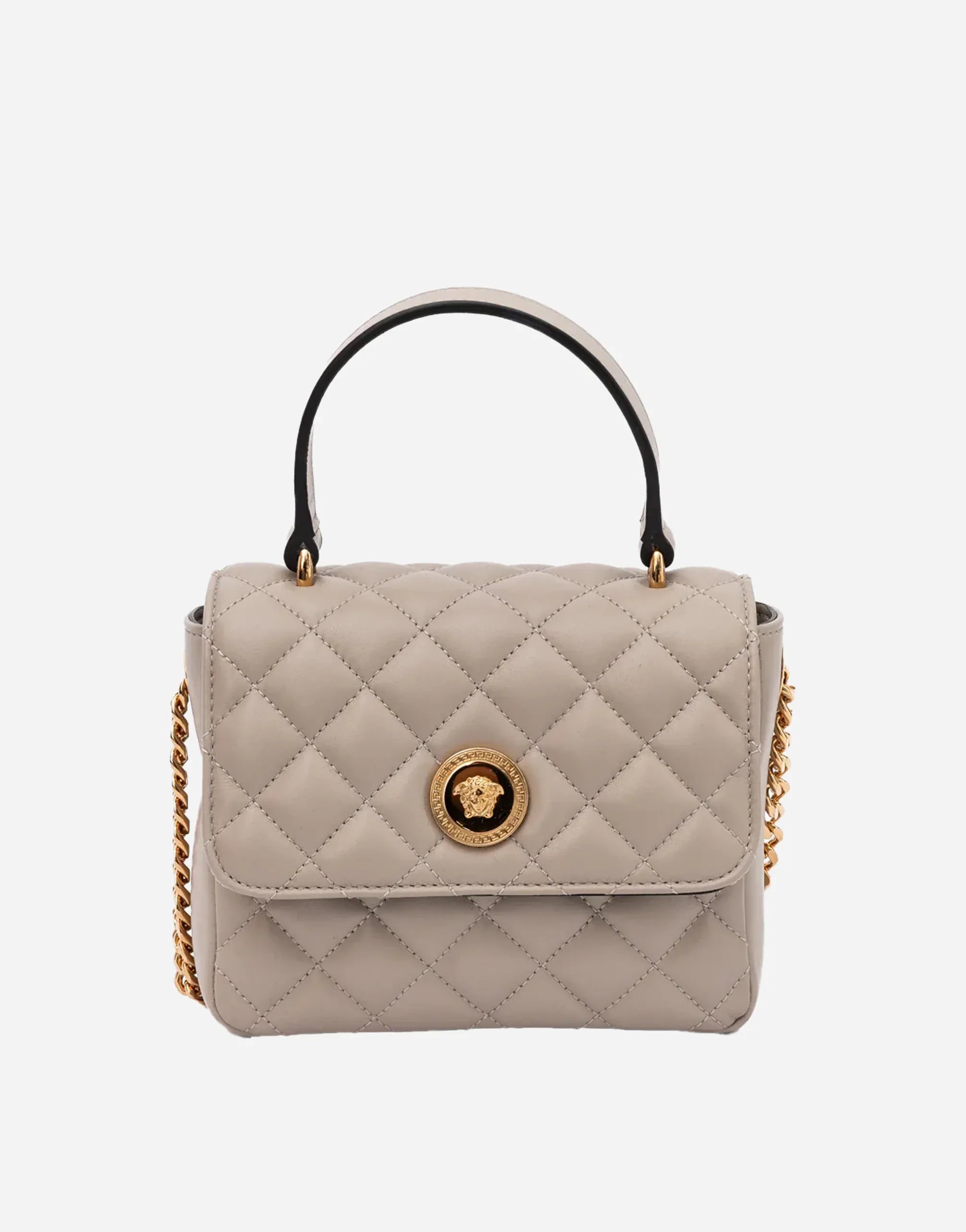 Versace Taupe Quilted Tote Bag