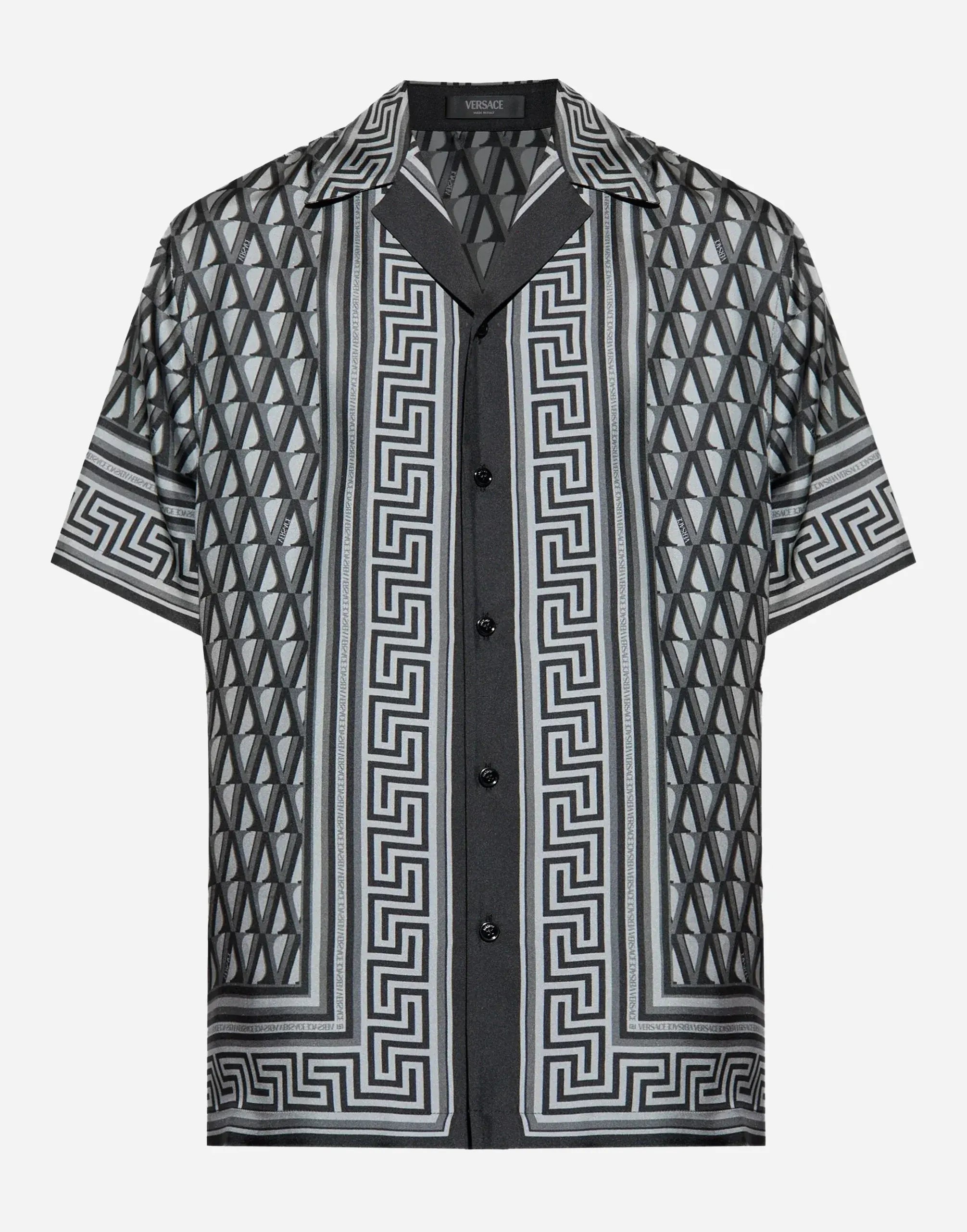 Versace V Grecca-Trim Silk Shirt