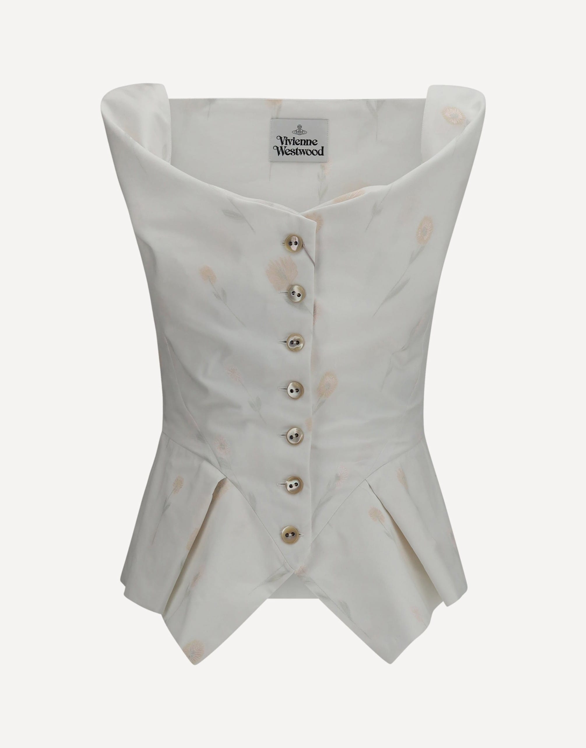 Vivienne Westwood Button Floral Vest With Peplum Hem