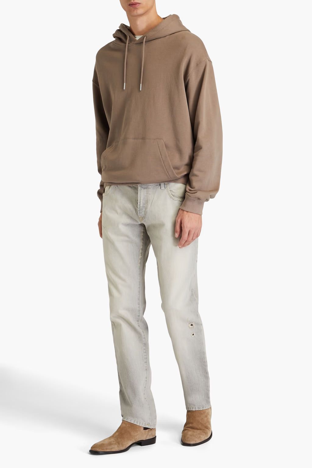 Grey Distressed Straight-Leg Jeans - alternate view