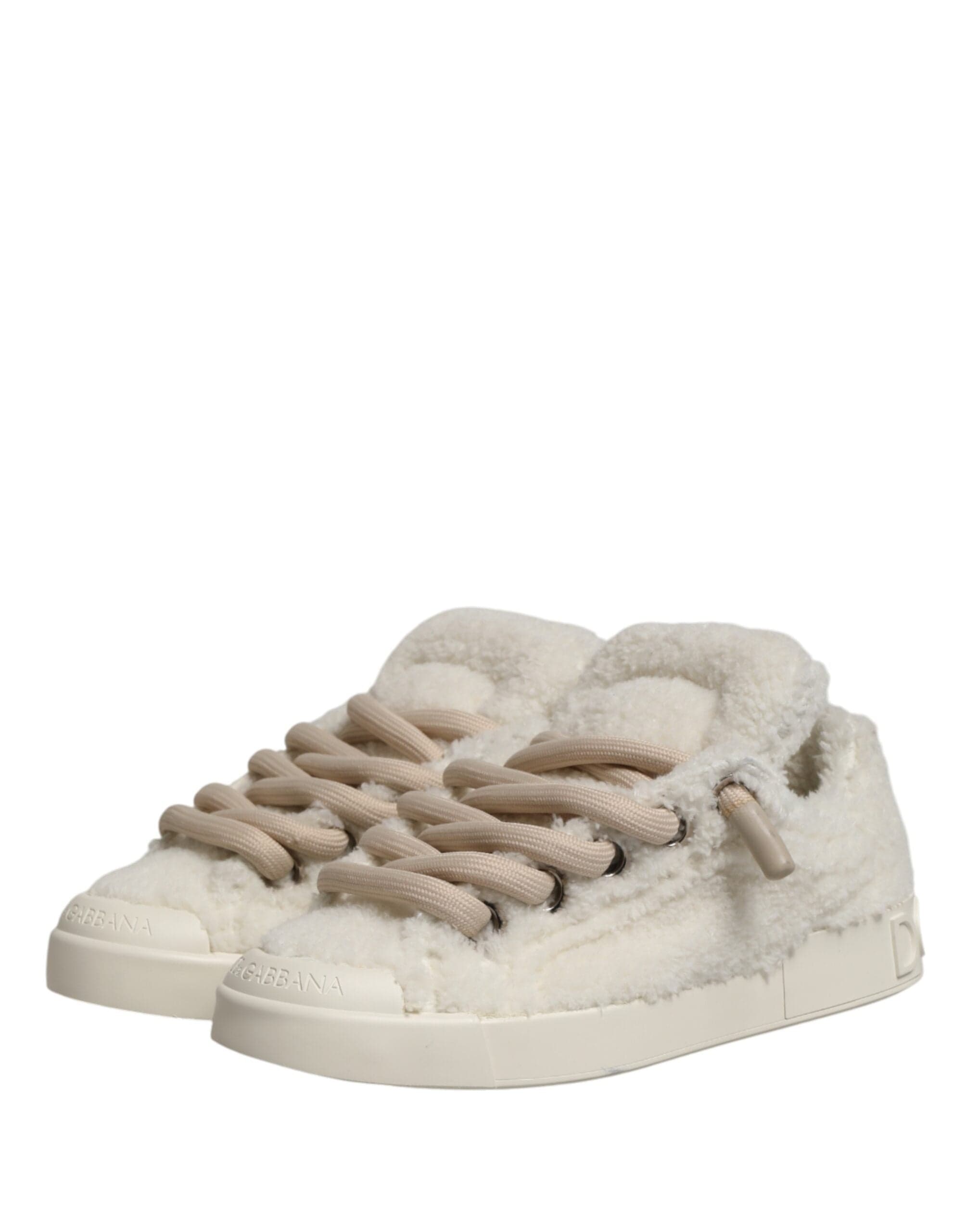 Weiße Portofino Low-Top-Sneaker aus Kunstlammfell - alternate view