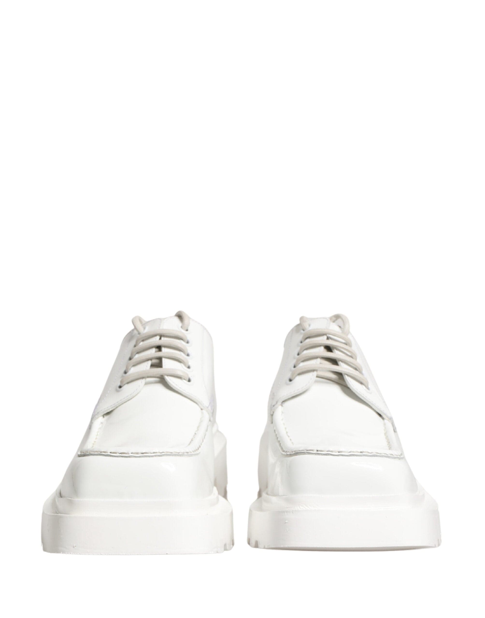 Dolce & Gabbana Zapatos Derby de cuero blanco con suela gruesa
